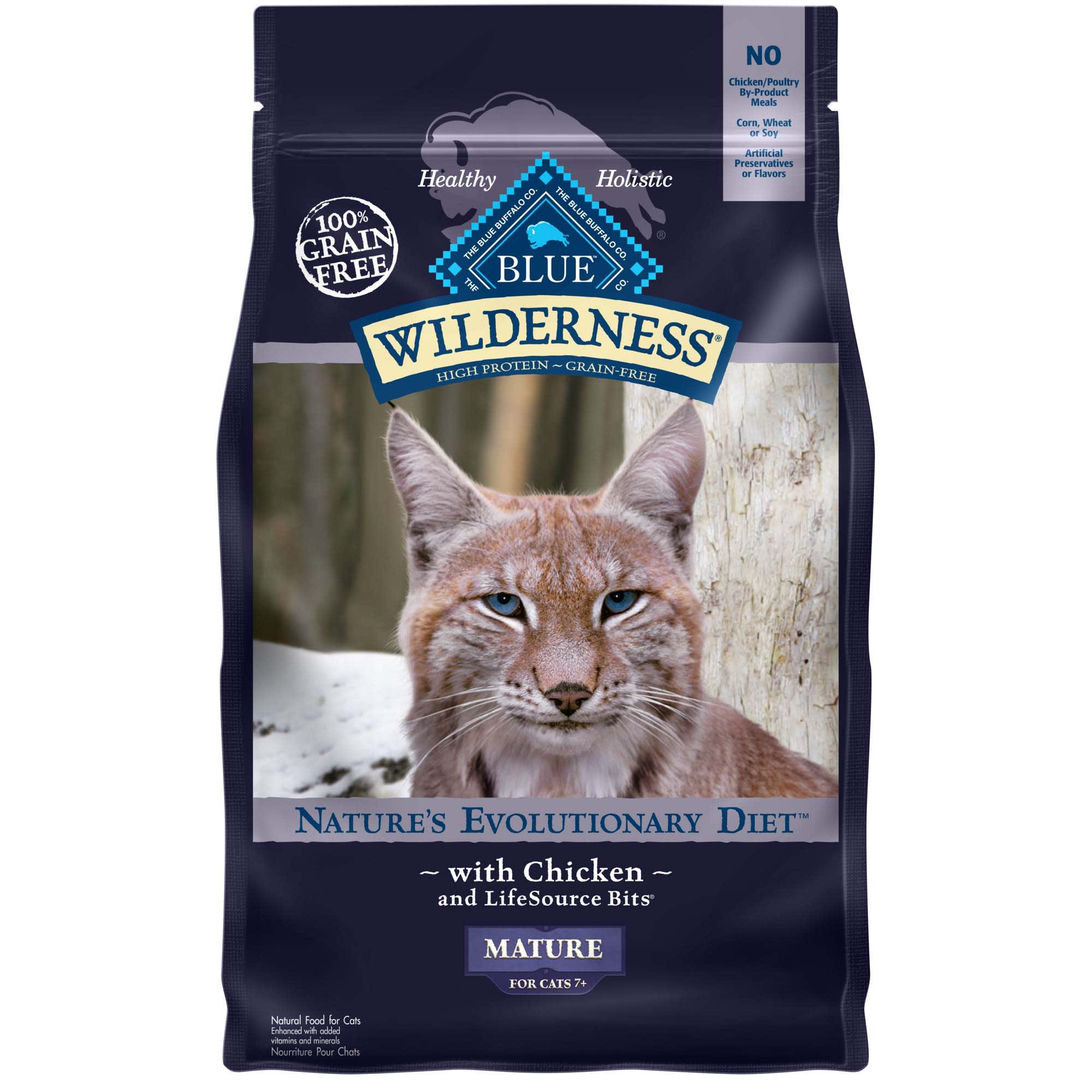 Blue Buffalo Wilderness High Protein Mature Chicken Dry Cat Food for Senior Cats  Grain-Free  5 lb. Bag - Image 1