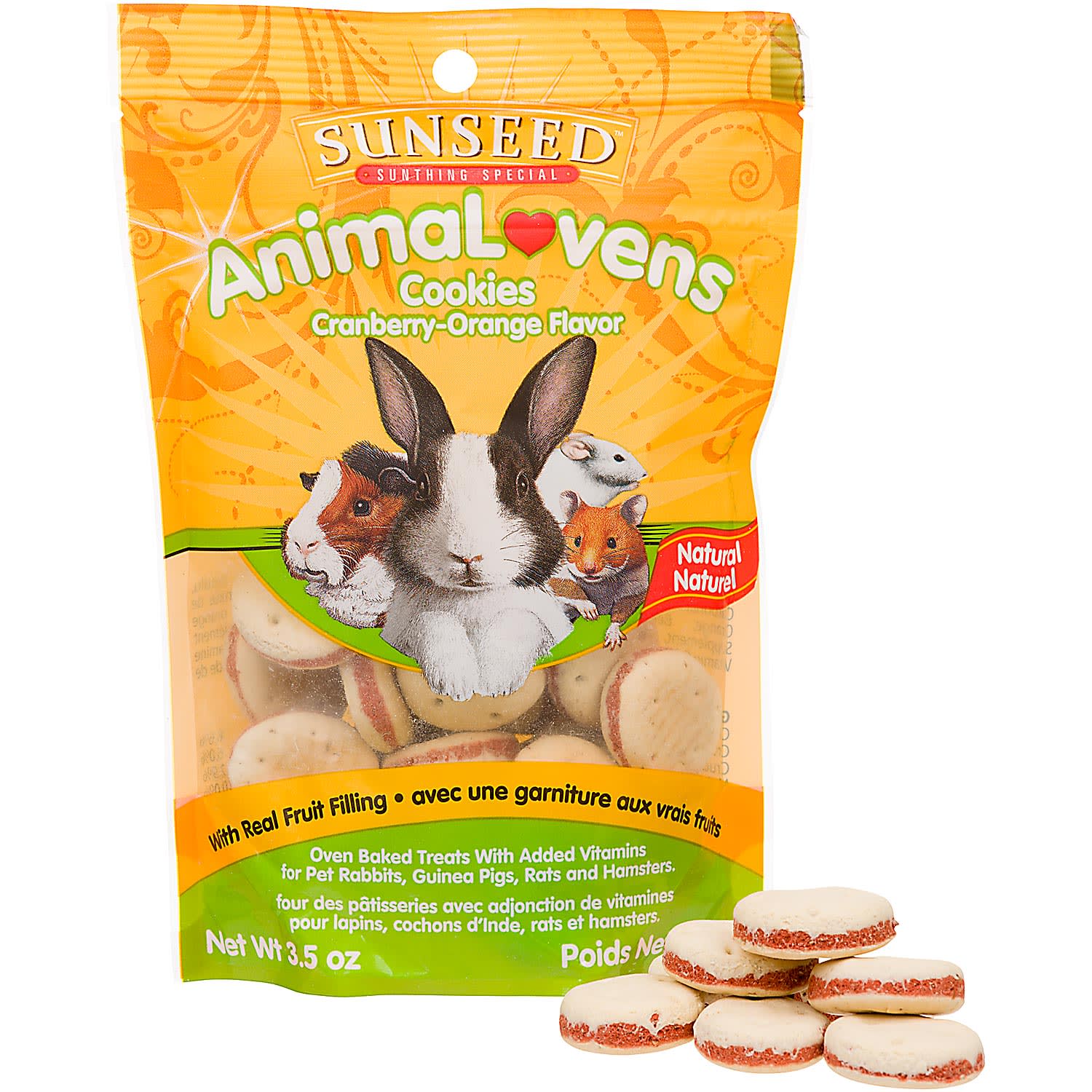 Sunseed AnimaLovens Cranberry-Orange Cookies Dry Small Animal Treat  3.5 Oz - Image 1