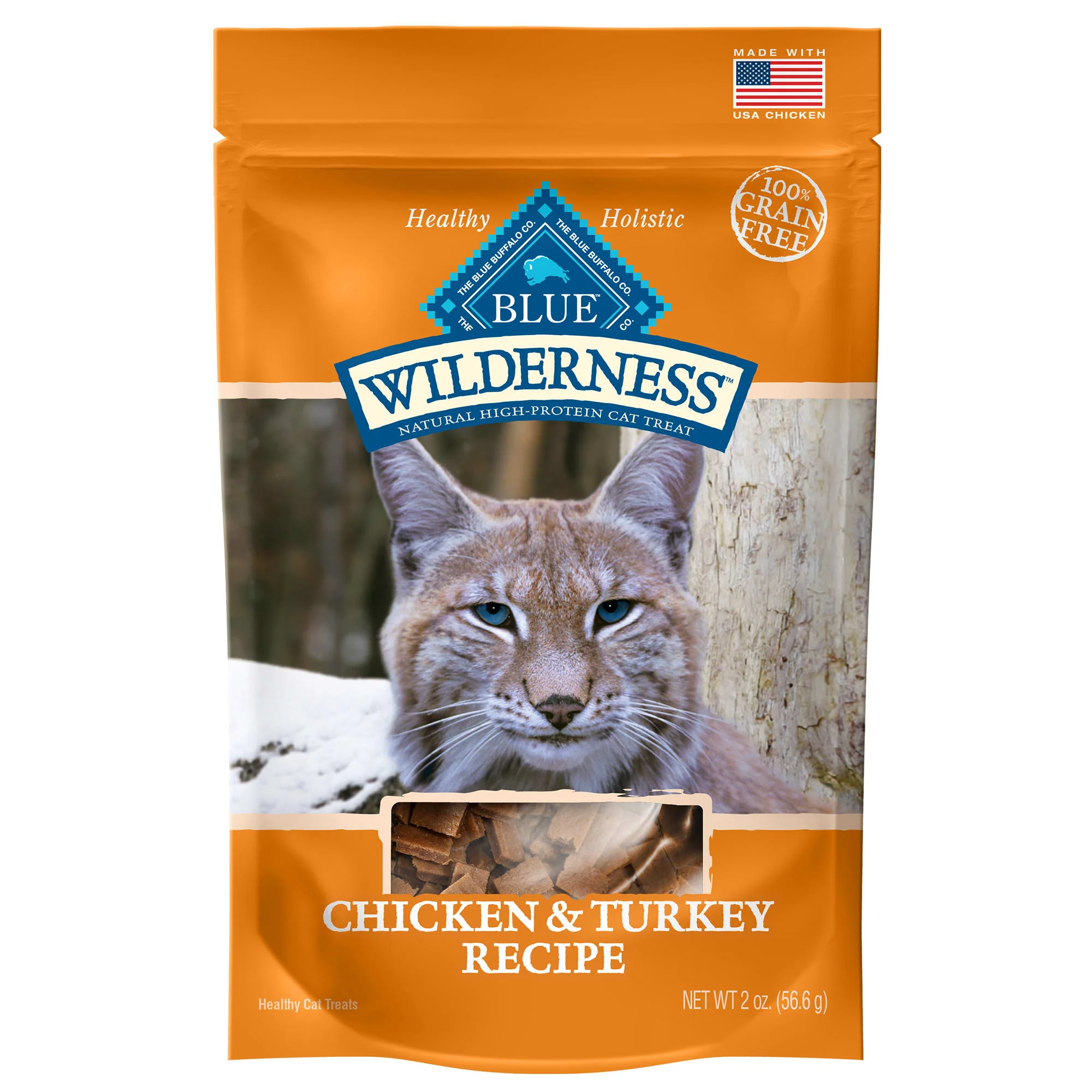 Blue Buffalo Wilderness Grain Free Chicken & Turkey Recipe Crunchy Cat Treats - 2oz - Image 1
