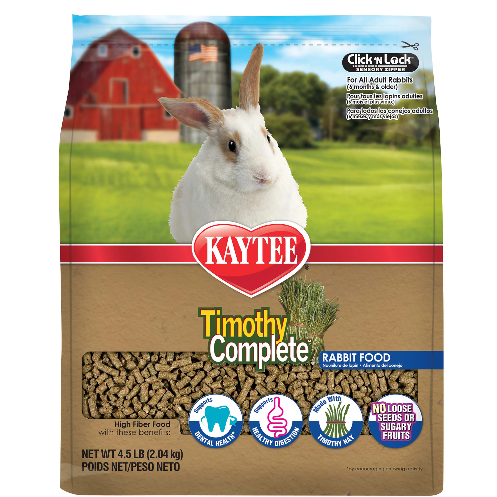 Kaytee Timothy Complete Alfalfa Free Fiber Diet Rabbit Food, 4.5 Lb - Image 1