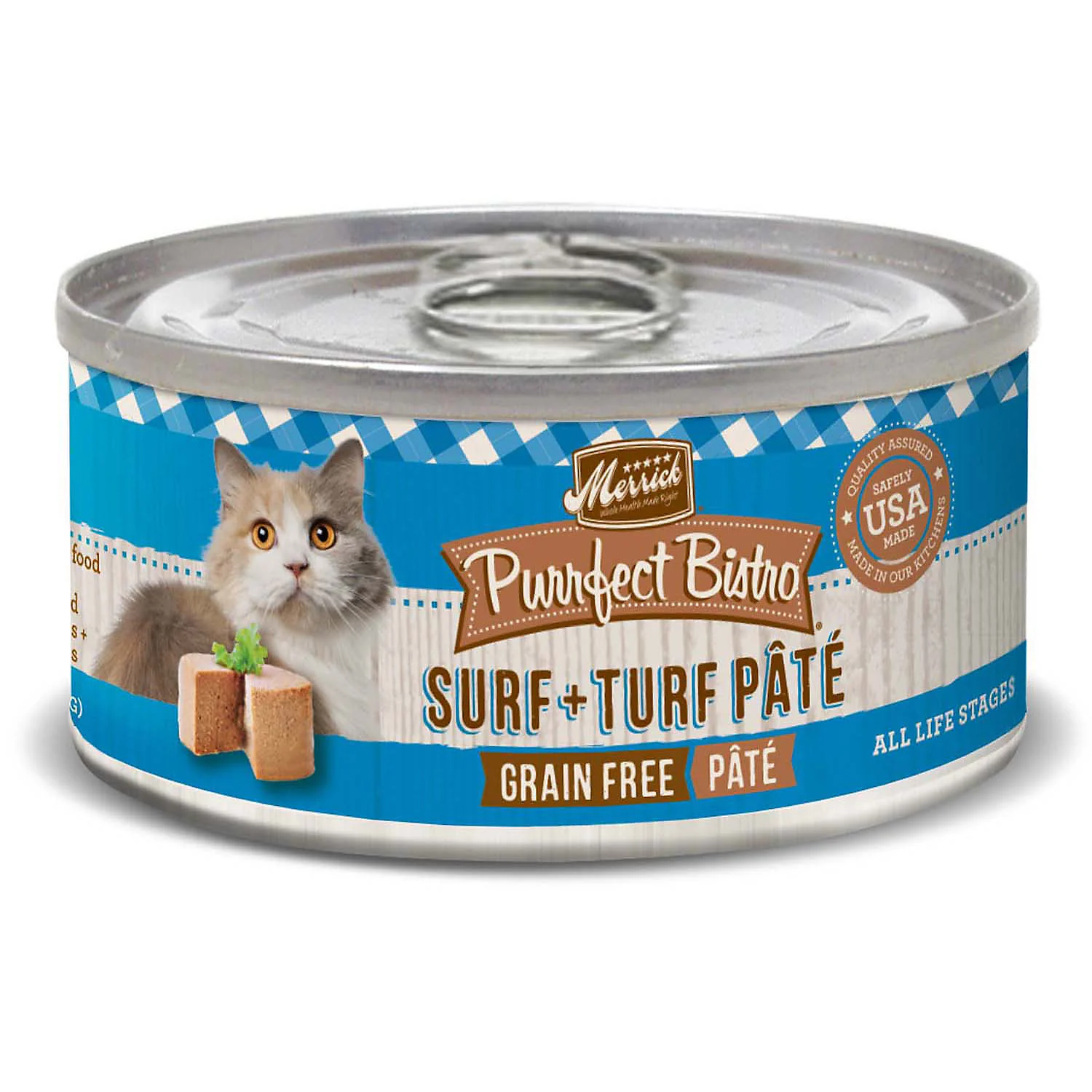 Merrick Purrfect Bistro Grain Free Surf Turf Pate Canned Cat Food, 3 oz - Image 1