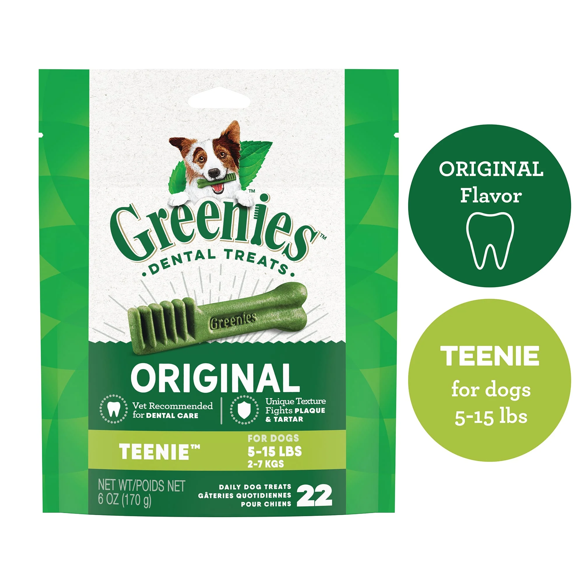 GREENIES Original TEENIE Natural Dental Dog Treats  6 oz. Pack (22 Treats) - Image 1