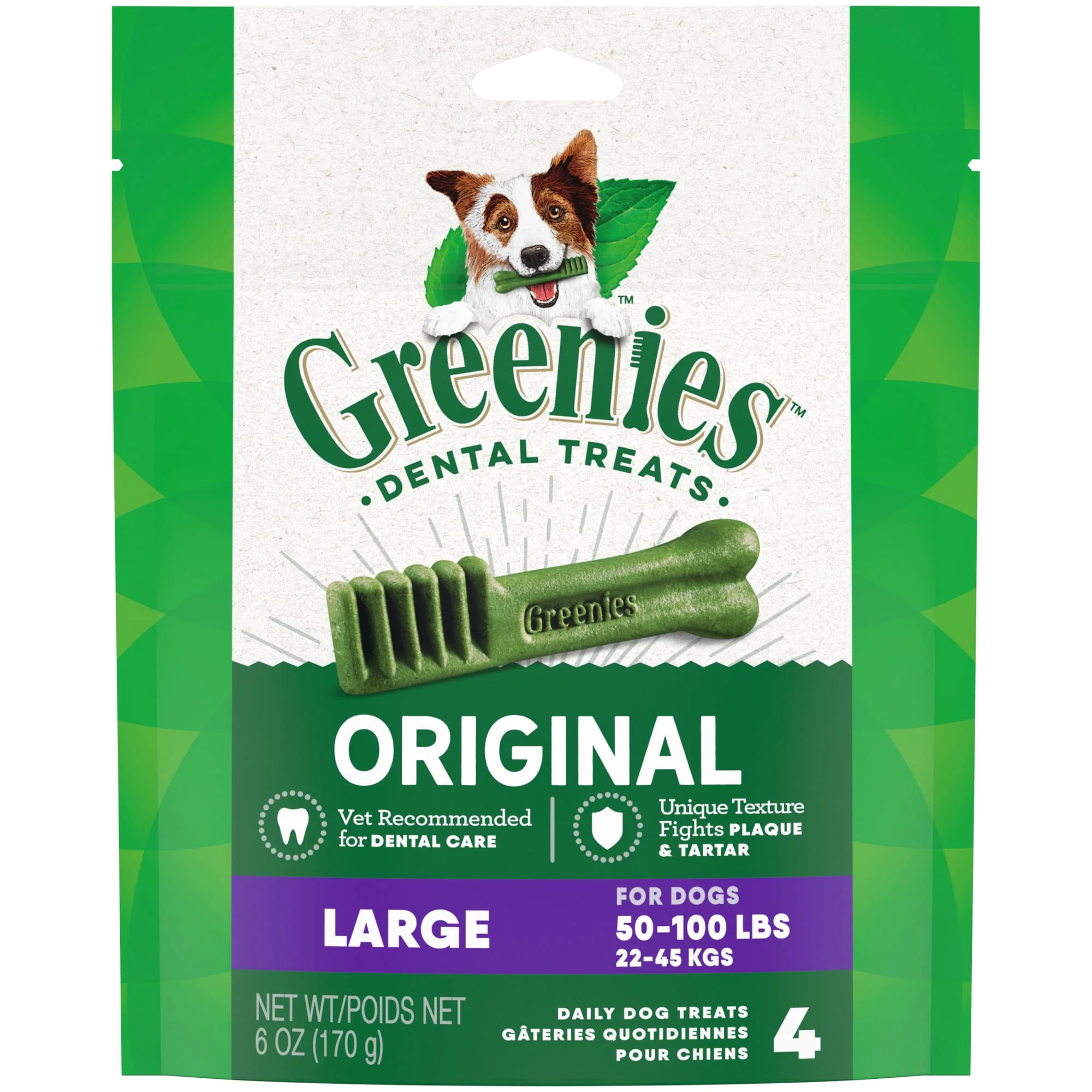 GREENIES Original Large Natural Dental Dog Treats  6 oz. Pack (4 Treats) - Image 1