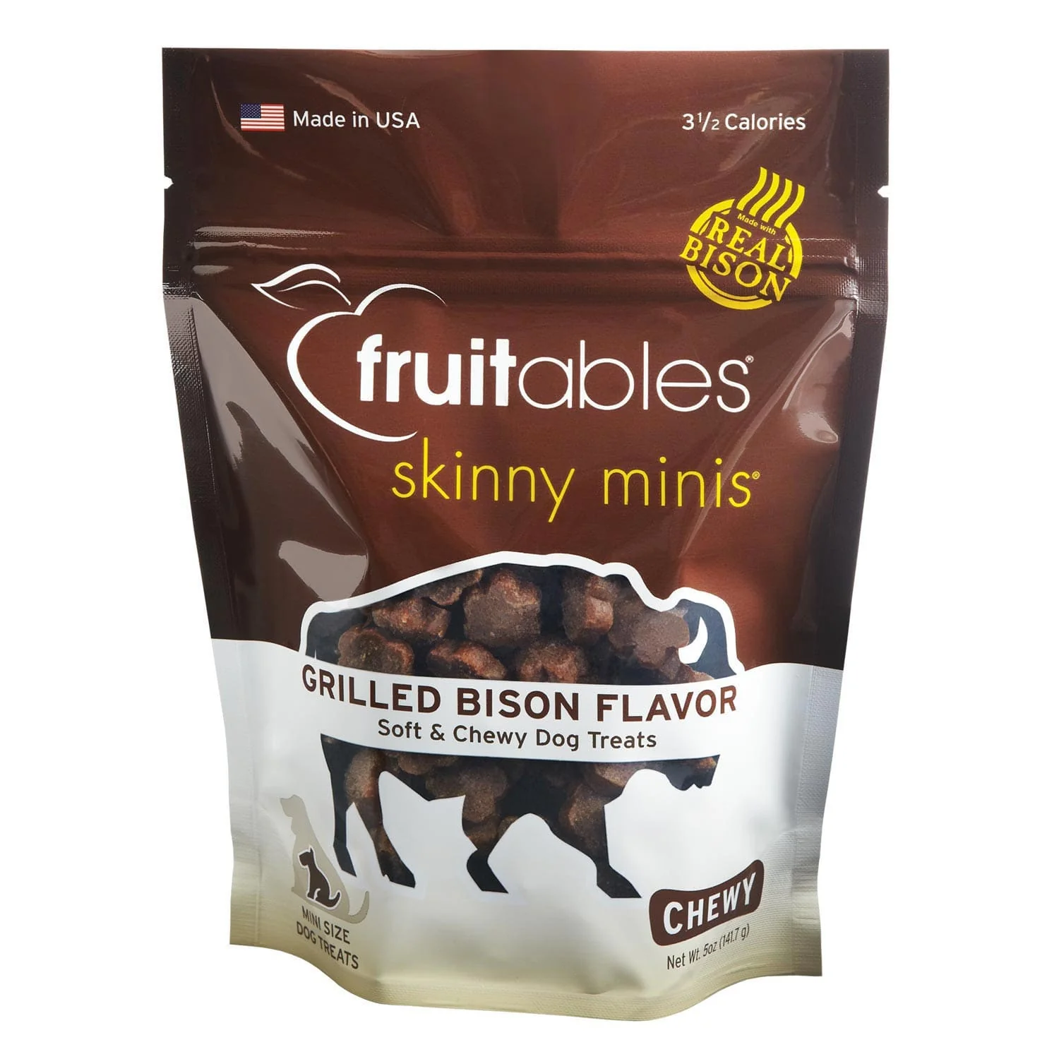 Fruitables Skinny Mini Dog Treats  Grilled Bison Flavor  5 Ounces - Image 1