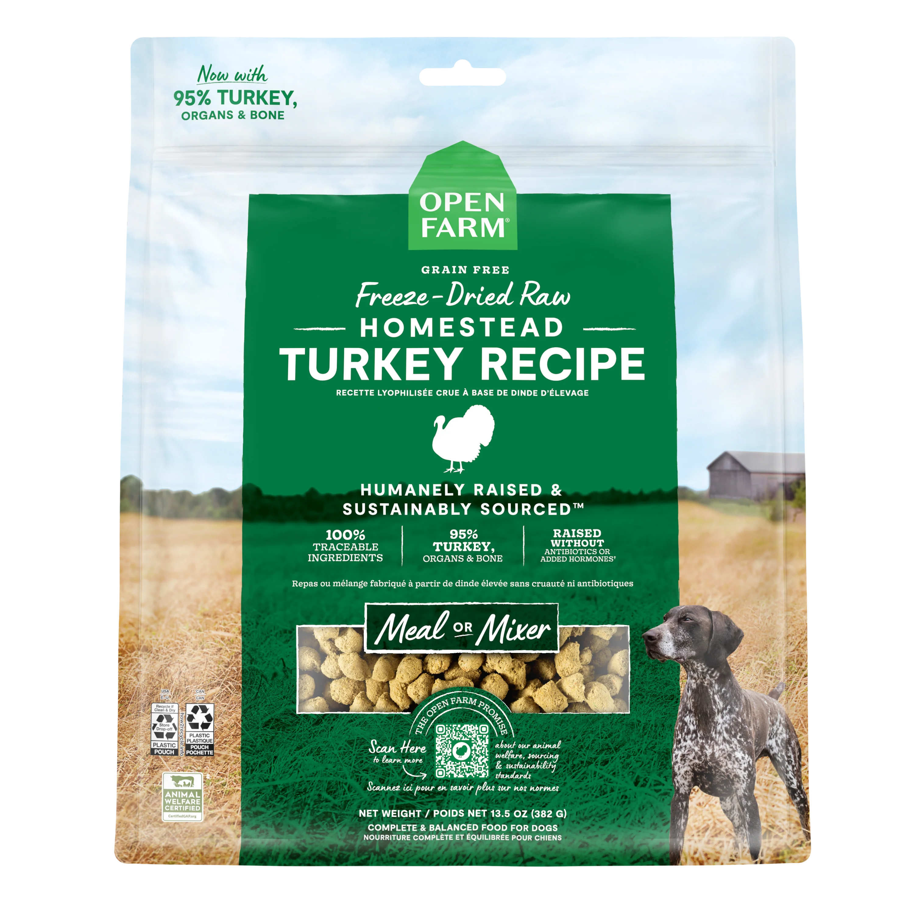 Open Farm Homestead Turkey Freeze Dried Raw Morsels For Dogs 22oz Bag