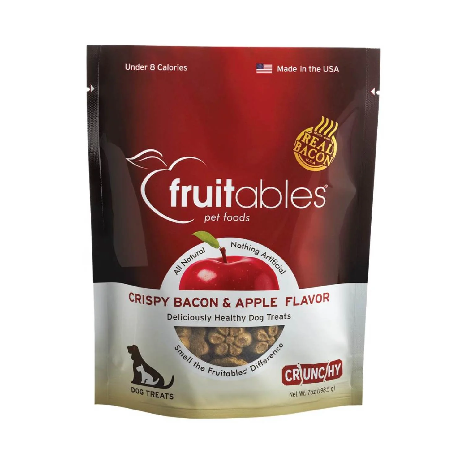 Fruitables Baked Low Calorie Dog Treats  Cripsy Bacon and Apple Flavor  7 Ounces - Image 1