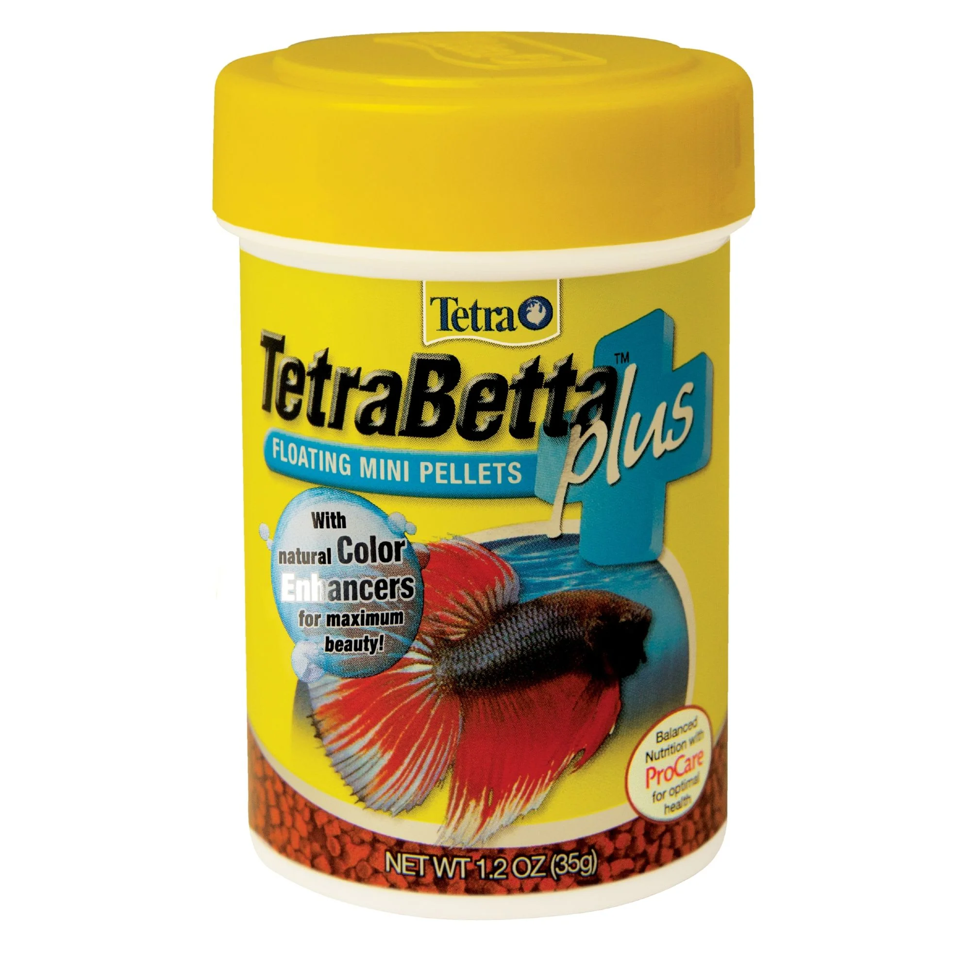 Tetra TetraBetta Plus Floating Mini Pellets 1.2 Ounces, Fish Food with Natural Color Enhance - Image 1