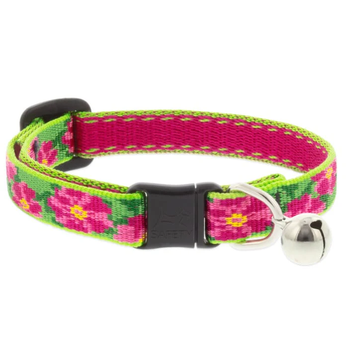 Lupine Pet Cat 1/2 In Wide 8-12 In Breakaway Safety Collar With Bell Original Designs Petunias - Image 1