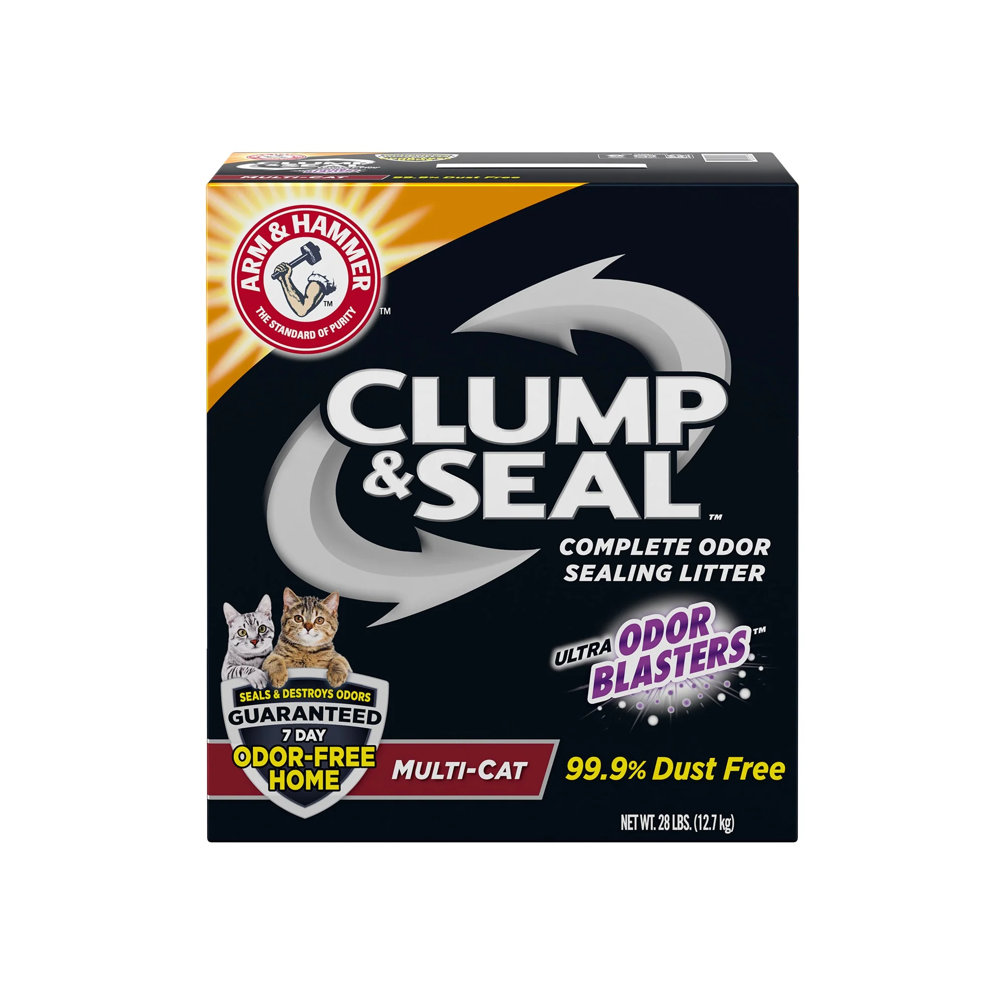 Arm Hammer Clump Seal Litter Multi-Cat Complete Odor Sealing Clumping Clay Cat Litter  28lb - Image 1
