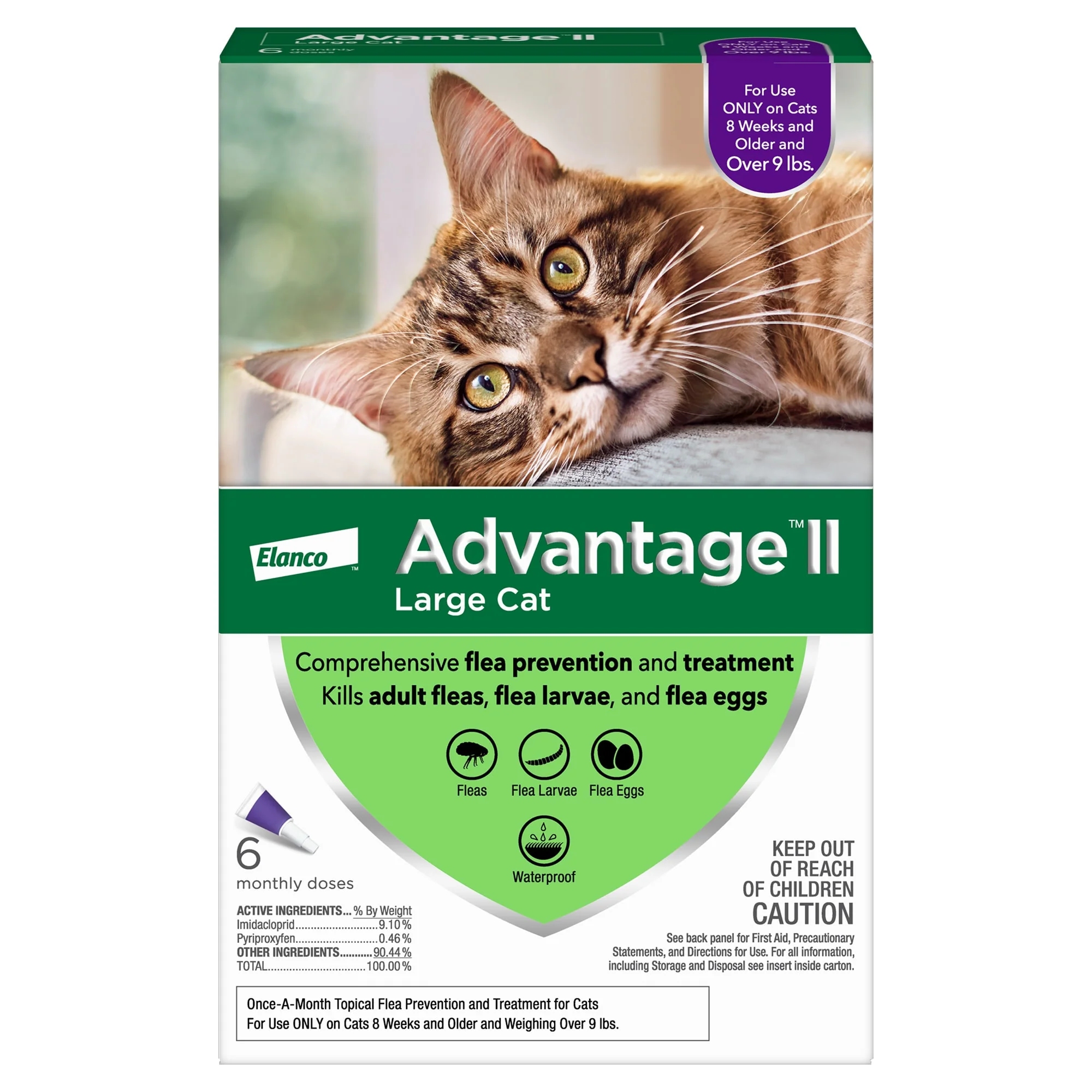 Advantage II Flea Prevention for Large Cats  6 Monthly Treatments - Image 1