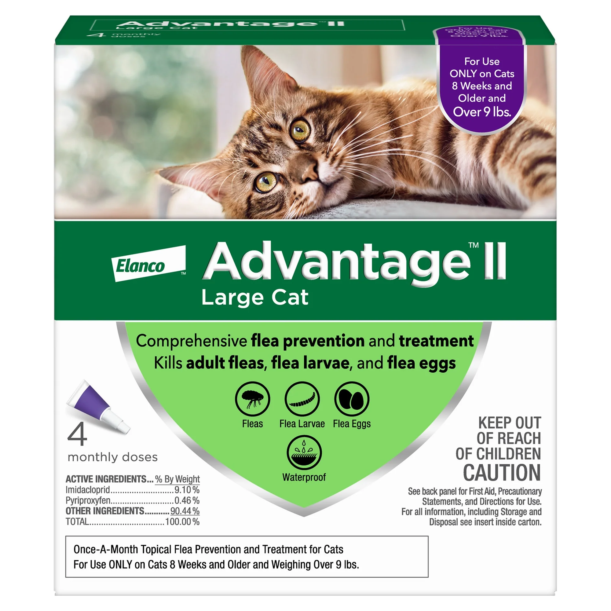 Advantage II Flea Prevention for Large Cats  4 Monthly Treatments - Image 1