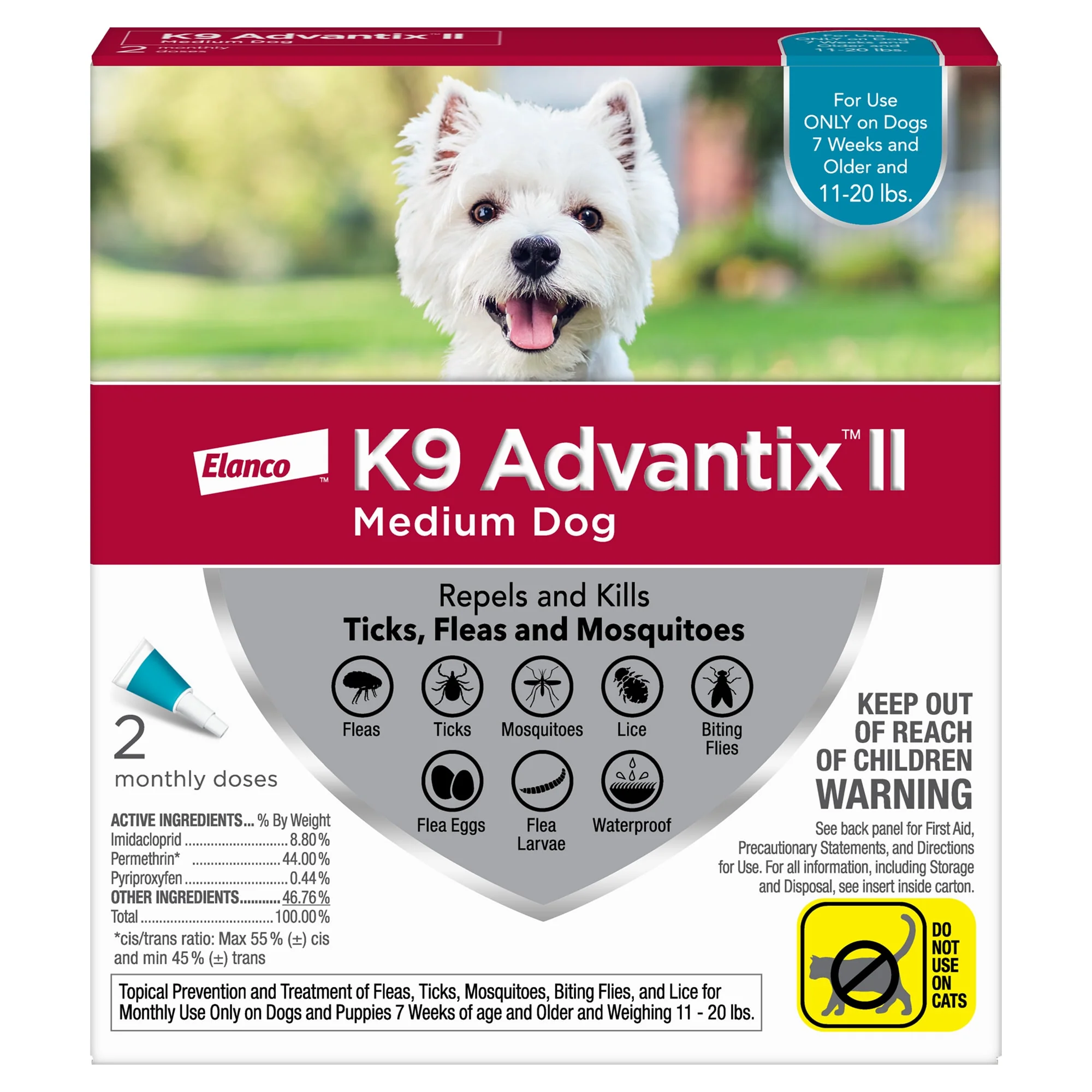 K9 Advantix II Flea and Tick Treatment for Medium Dogs  2-Pack - Image 1