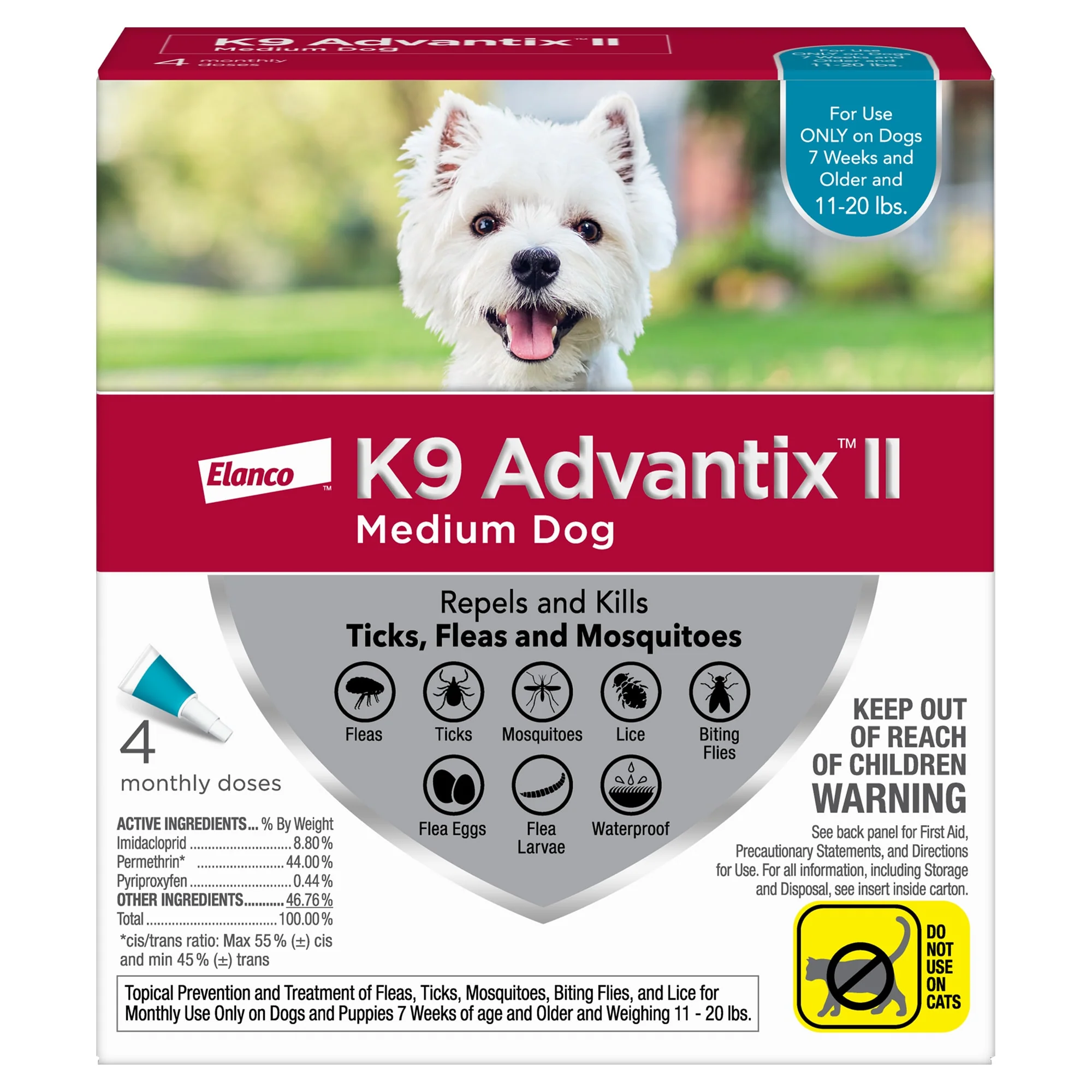 K9 Advantix II Flea and Tick Treatment for Medium Dogs  4-Pack - Image 1