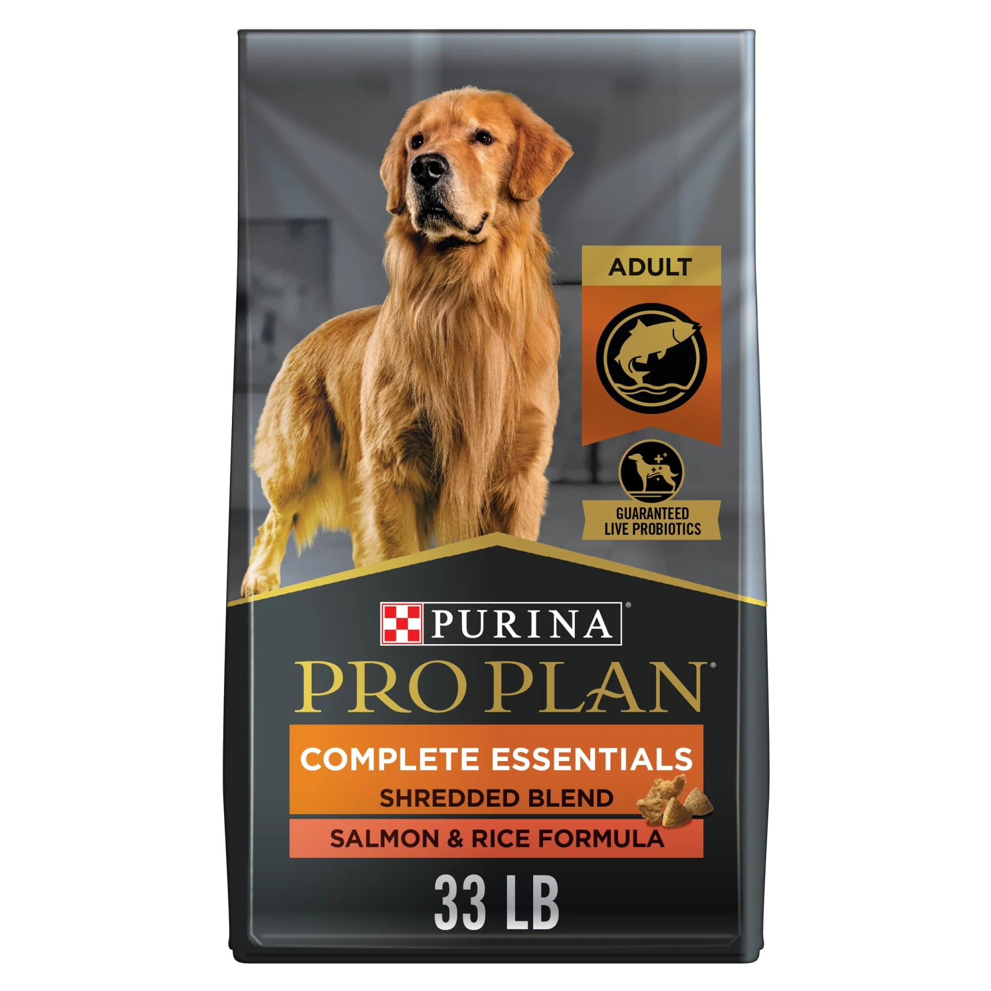 Purina Pro Plan High Protein Dog Food With Probiotics for Dogs  Shredded Blend Salmon & Rice Formula  33 lb. Bag - Image 1