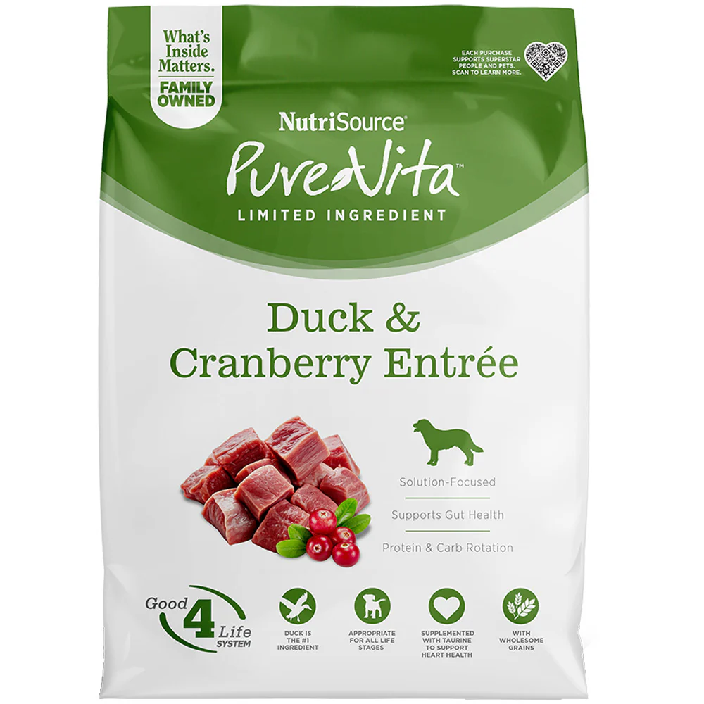Nutrisource PureVita Duck & Cranberry Dry Dog Food 12lb - Image 1