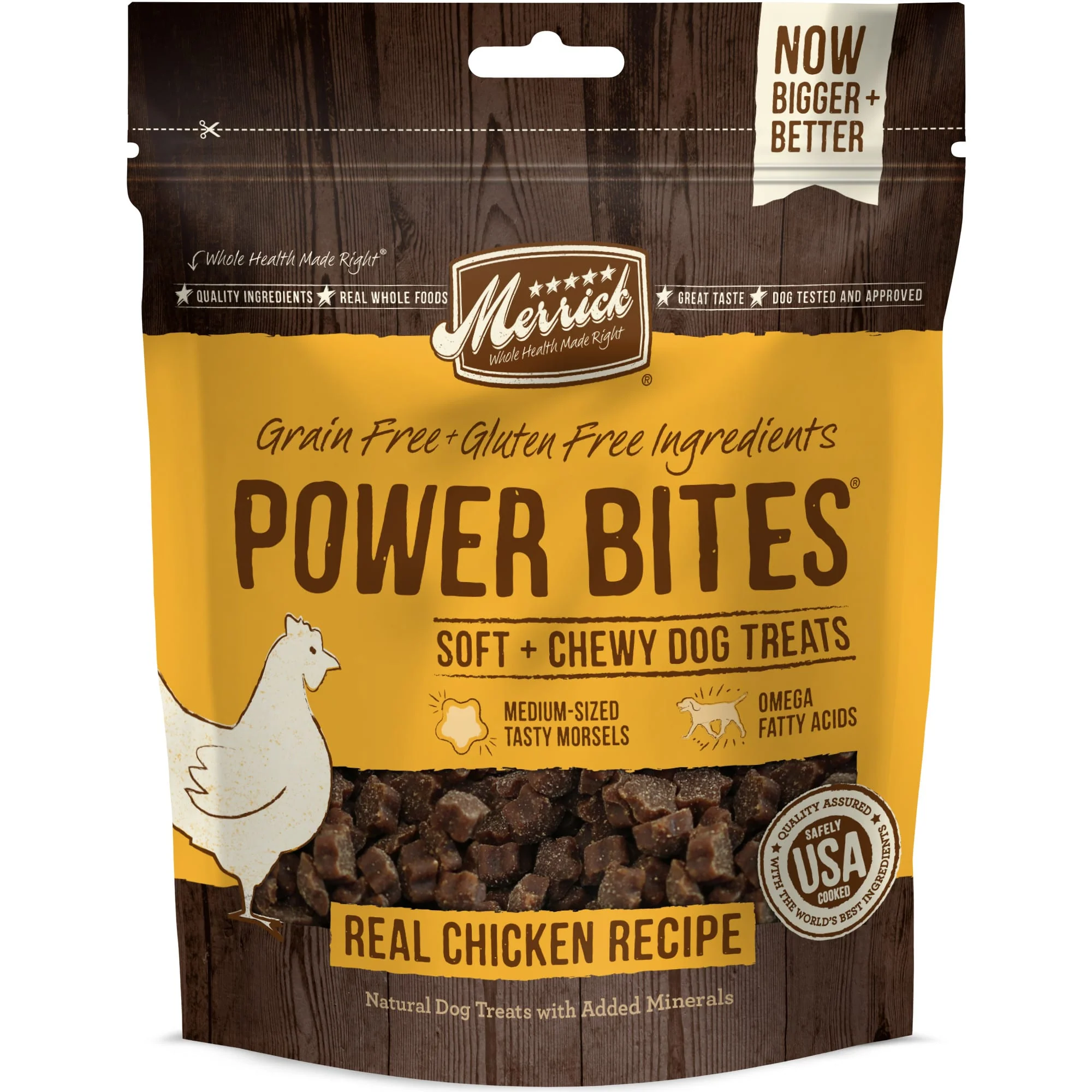 Merrick Power Bites Grain-Free Real Chicken Recipe Chews Dog Treat, 6 oz - Image 1