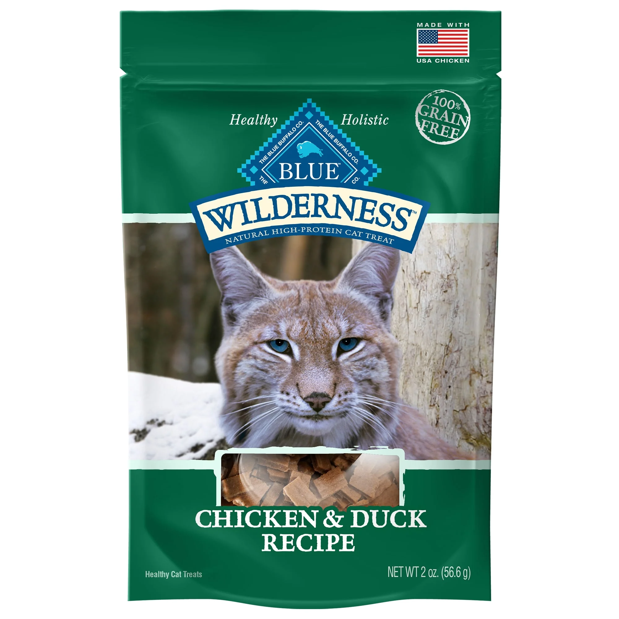Blue Buffalo Wilderness Grain Free Chicken & Duck Recipe Crunchy Cat Treats - 2oz - Image 1
