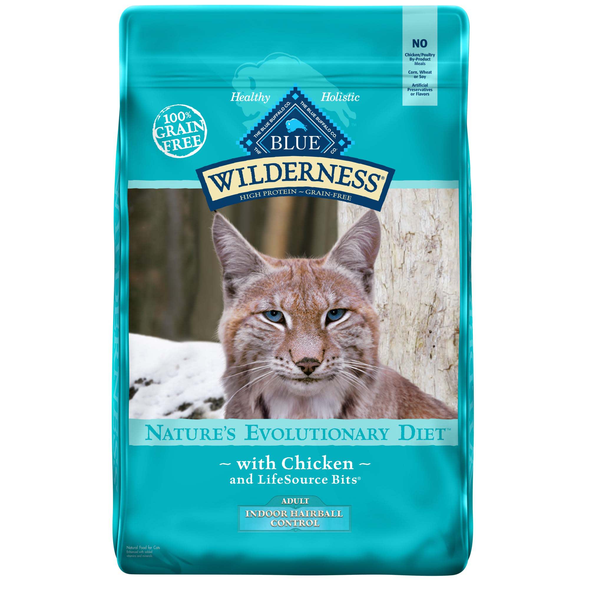Blue Buffalo Wilderness High Protein Indoor Hairball Control Chicken Dry Cat Food for Adult Cats  Grain-Free  11 lb. Bag - Image 1