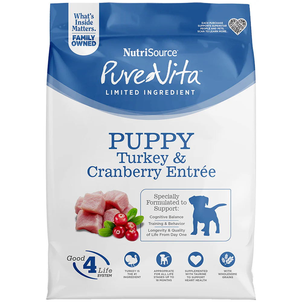 Nutrisource PureVita Puppy Turkey & Cranberry Grain Free Dry Dog Food 12lb - Image 1