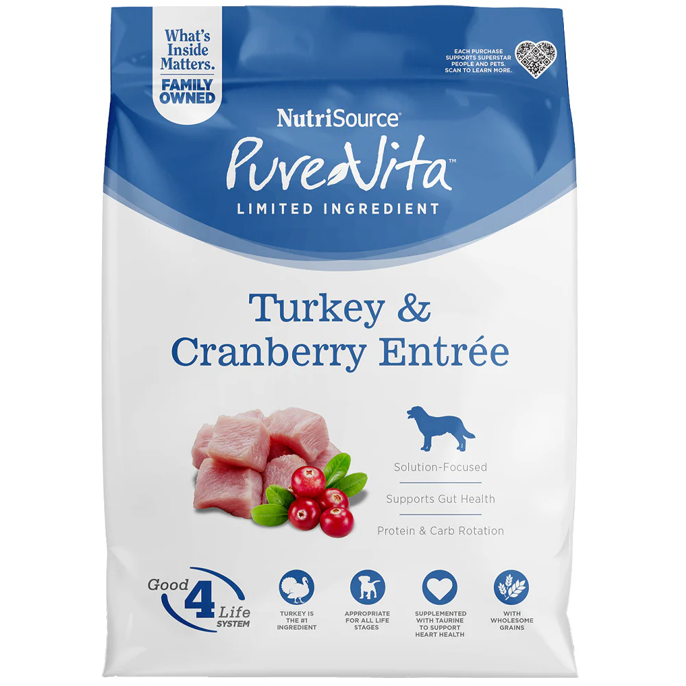 Nutrisource PureVita Turkey & Cranberry Grain Free Dry Dog Food 12lb - Image 1
