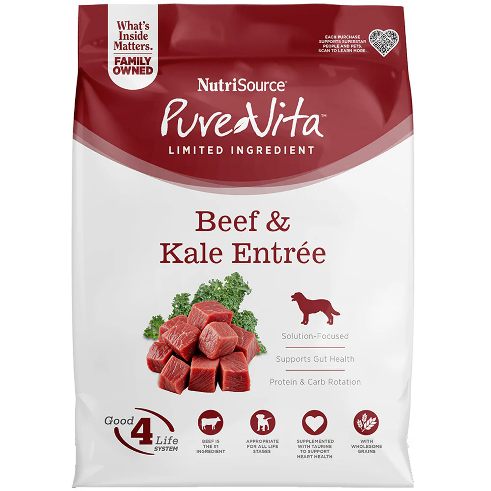 Nutrisource PureVita Beef & Kale Grain Free Dry Dog Food 12lb - Image 1