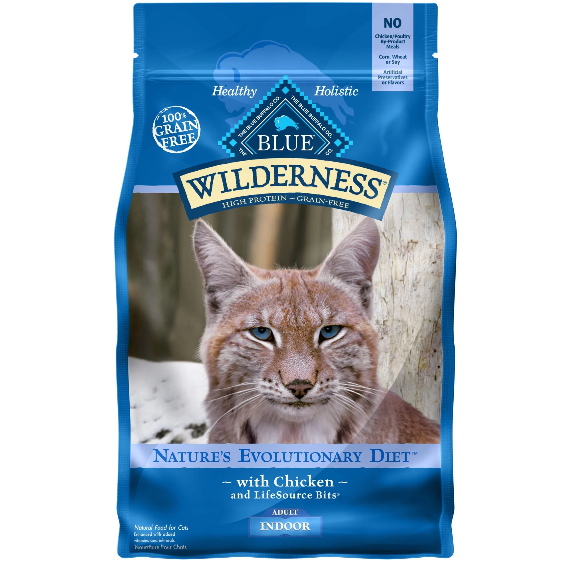 Blue Buffalo Wilderness High Protein Indoor Chicken Dry Cat Food for Adult Cats  Grain-Free  2 lb. Bag - Image 1