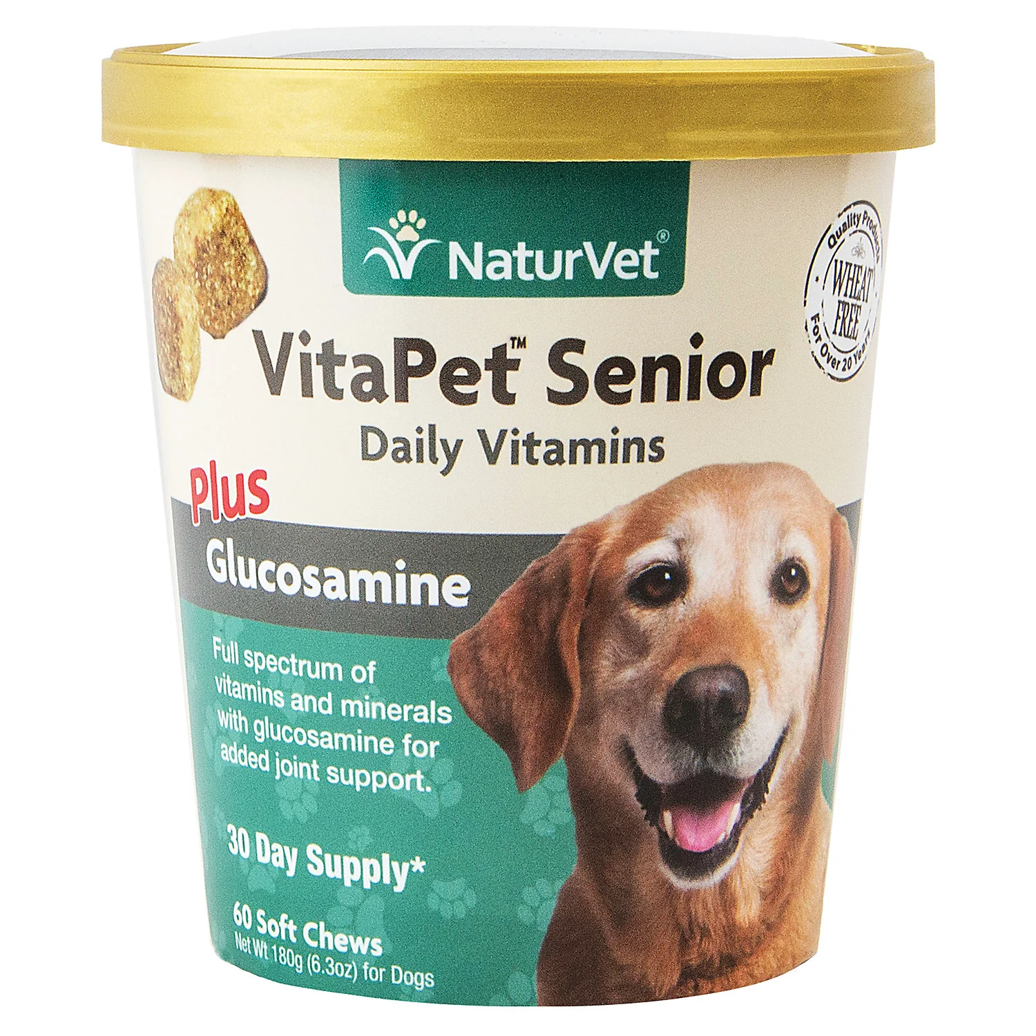 NaturVet Daily Senior + Glucosamine Vitamin for Dogs  60 Soft Chews - Image 1