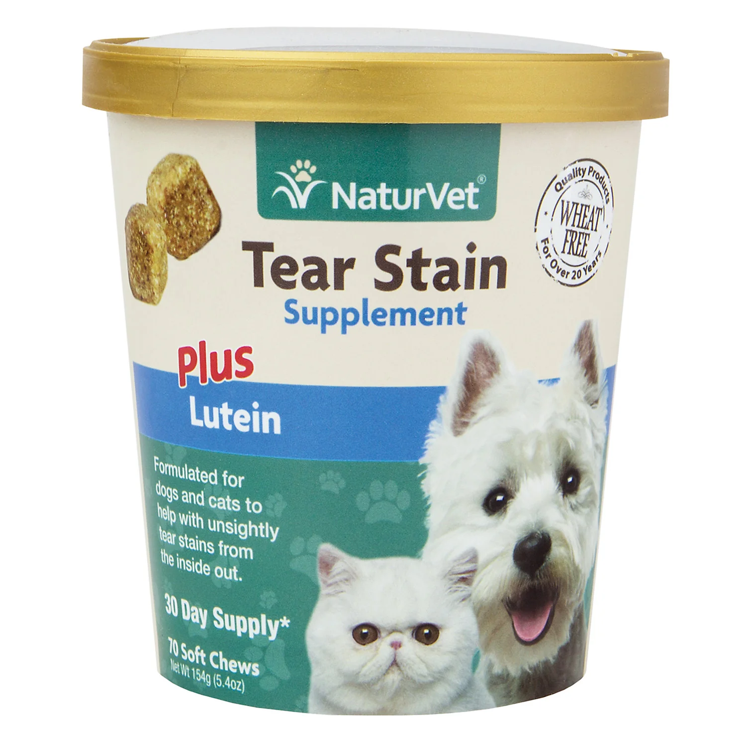 NaturVet Tear Stain Supplement Plus Lutein for Dogs and Cats  70 Soft Chews - Image 1