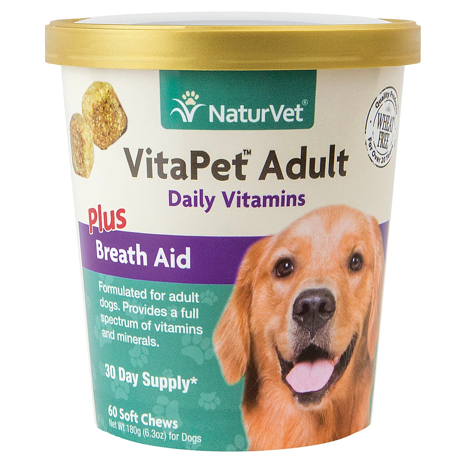 NaturVet VitaPet Adult Daily Vitamins Plus Breath Aid Dental Health Dog Chews Supplement, 60 Ct - Image 1