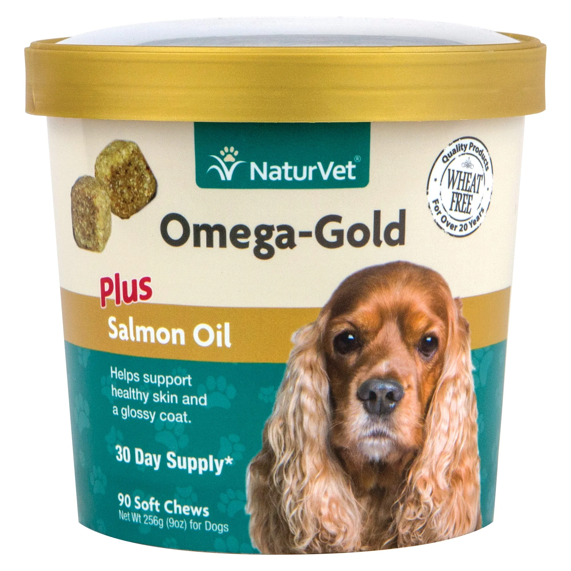 NaturVet Omega Gold Skin & Coat Supplement for Dogs  90 Soft Chews - Image 1