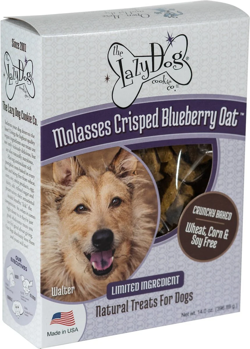 The Lazy Dog Cookie Co. Limited Ingredient Molasses Crisped Blueberry Oat Crunchy Baked Dog Treats, 14-oz box - Image 1