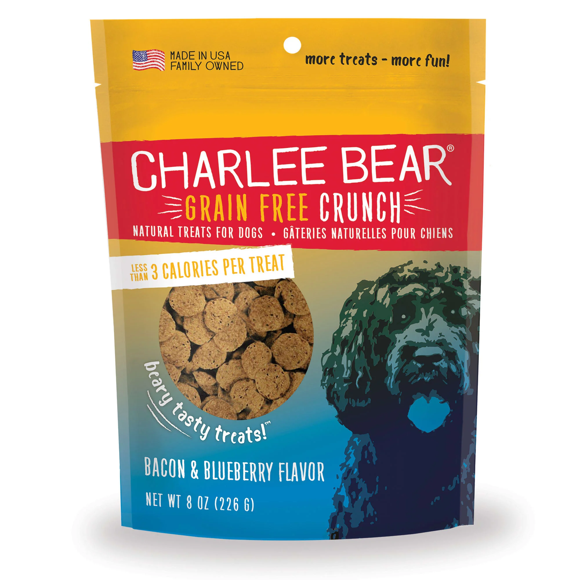 Charlee Bear Grain Free Bacon & Blueberry Bear Crunch Dog Treats 8oz - Image 1