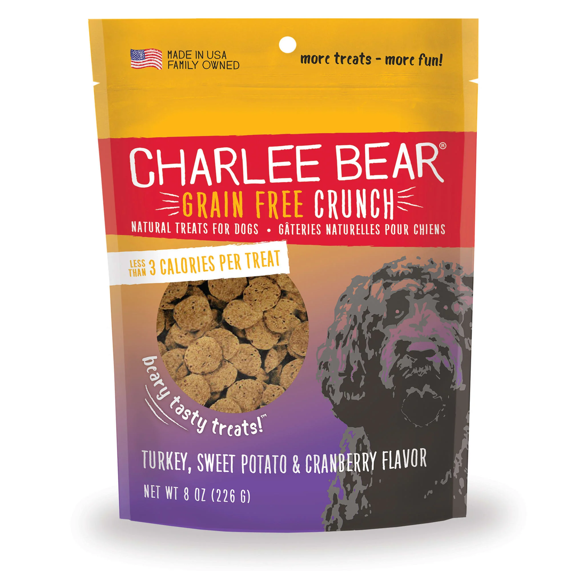 Charlee Bear Natural Bear Crunch Grain-Free Turkey with Sweet Potato & Cranberry Dog Treats 8oz - Image 1