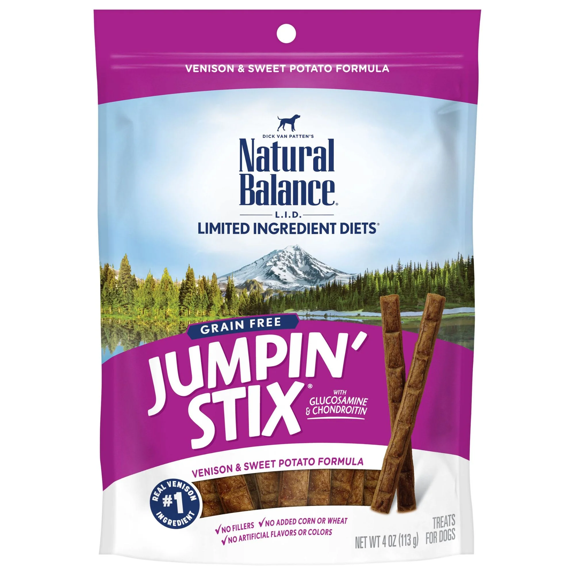 Natural Balance L.I.T. Limited Ingredient Treats Jumpin  Stix Venison & Sweet Potato Formula Dog Treats  4-Ounce - Image 1