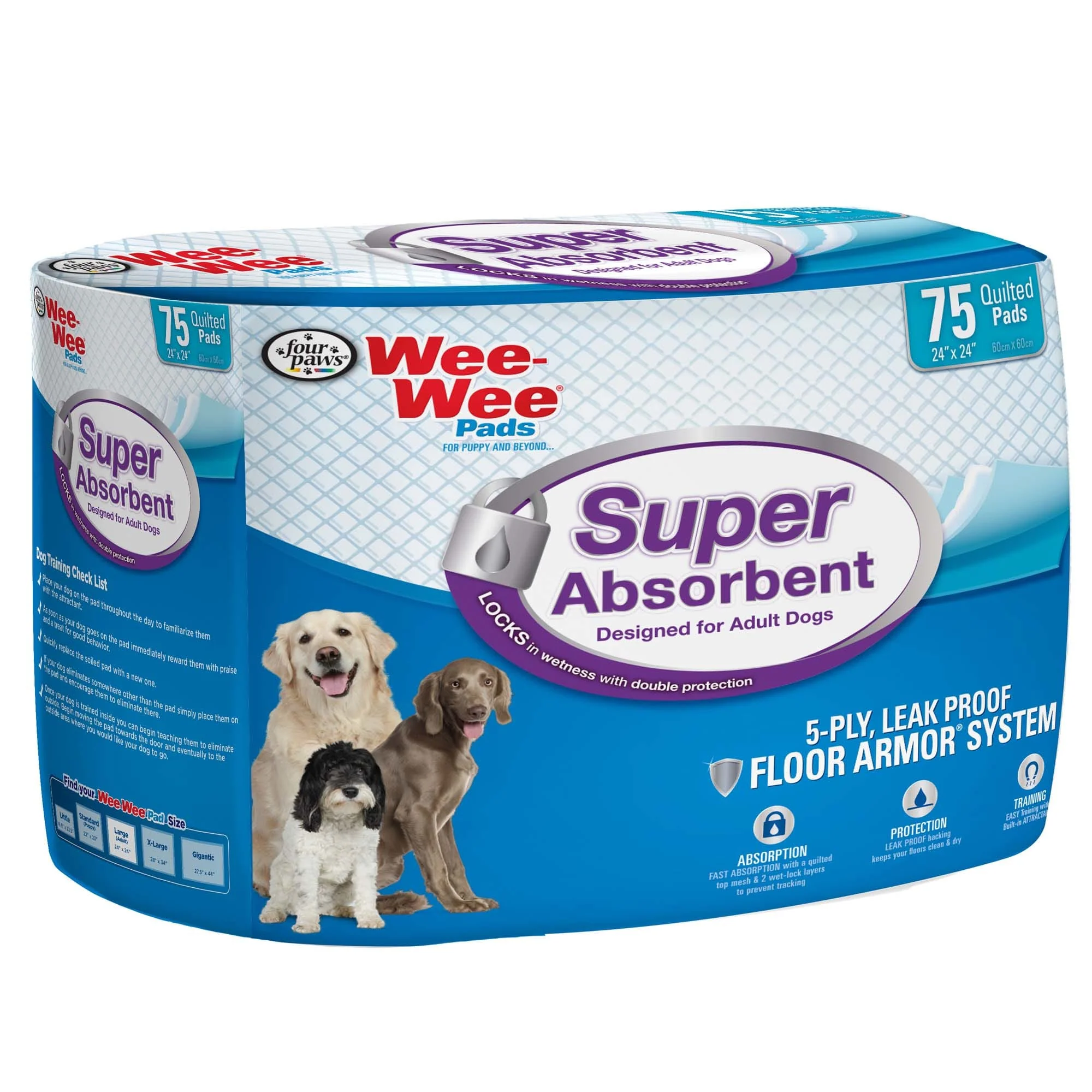Four Paws Wee-Wee Super Absorbent Pads for Dogs Super Absorbent 75 Count - Image 1