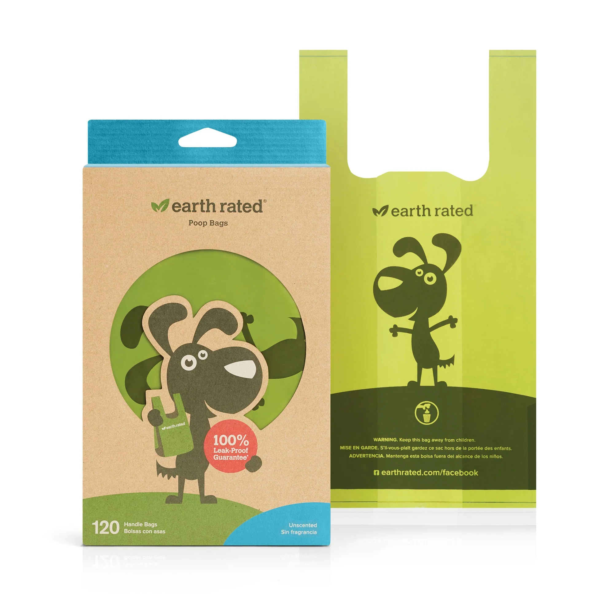 Earth Rated Dog Poop Bags with Handles Unscented 120ct - Image 1