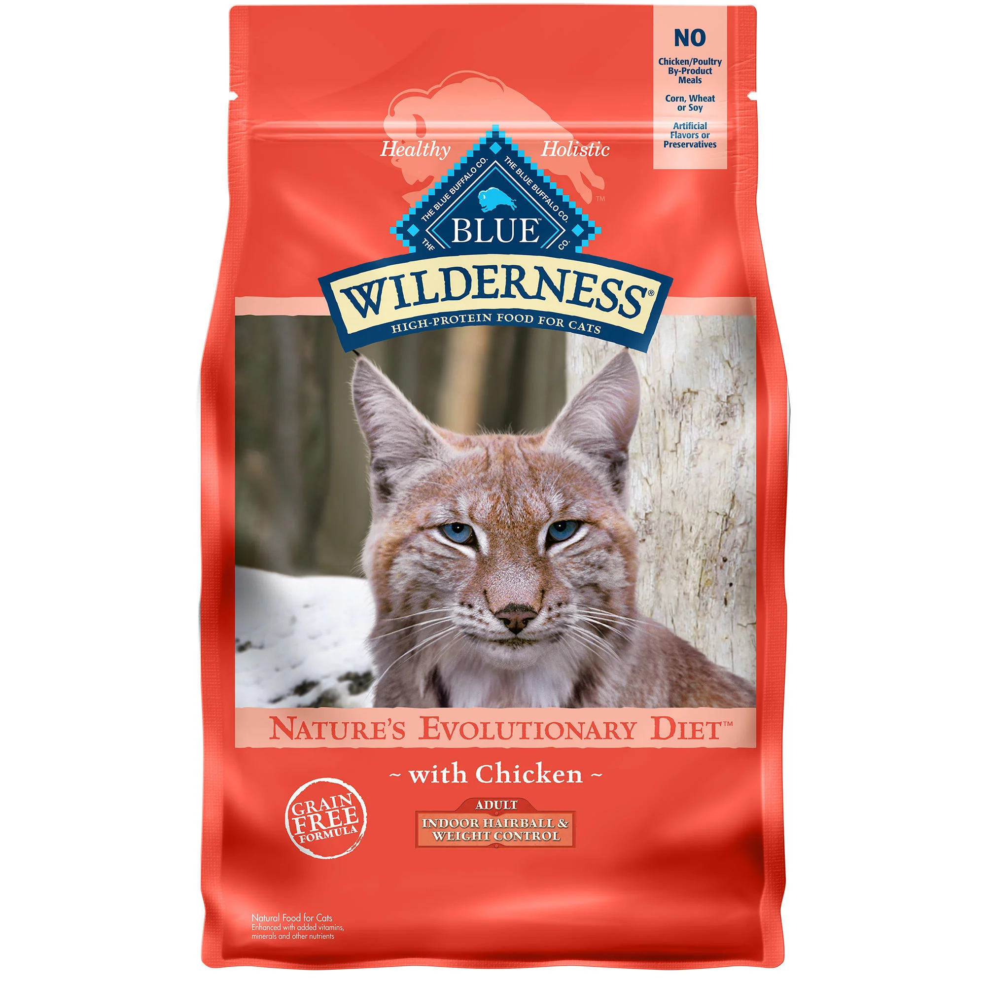 Blue Buffalo Wilderness Grain Free Indoor Hairball & Weight Control with Chicken Adult Premium Dry Cat Food - 5lbs - Image 1
