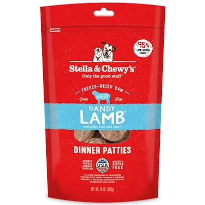 Stella & Chewy’s Dandy Lamb Dinner Patties Grain-Free Freeze-Dried Raw Dry Dog Food, 15 oz.