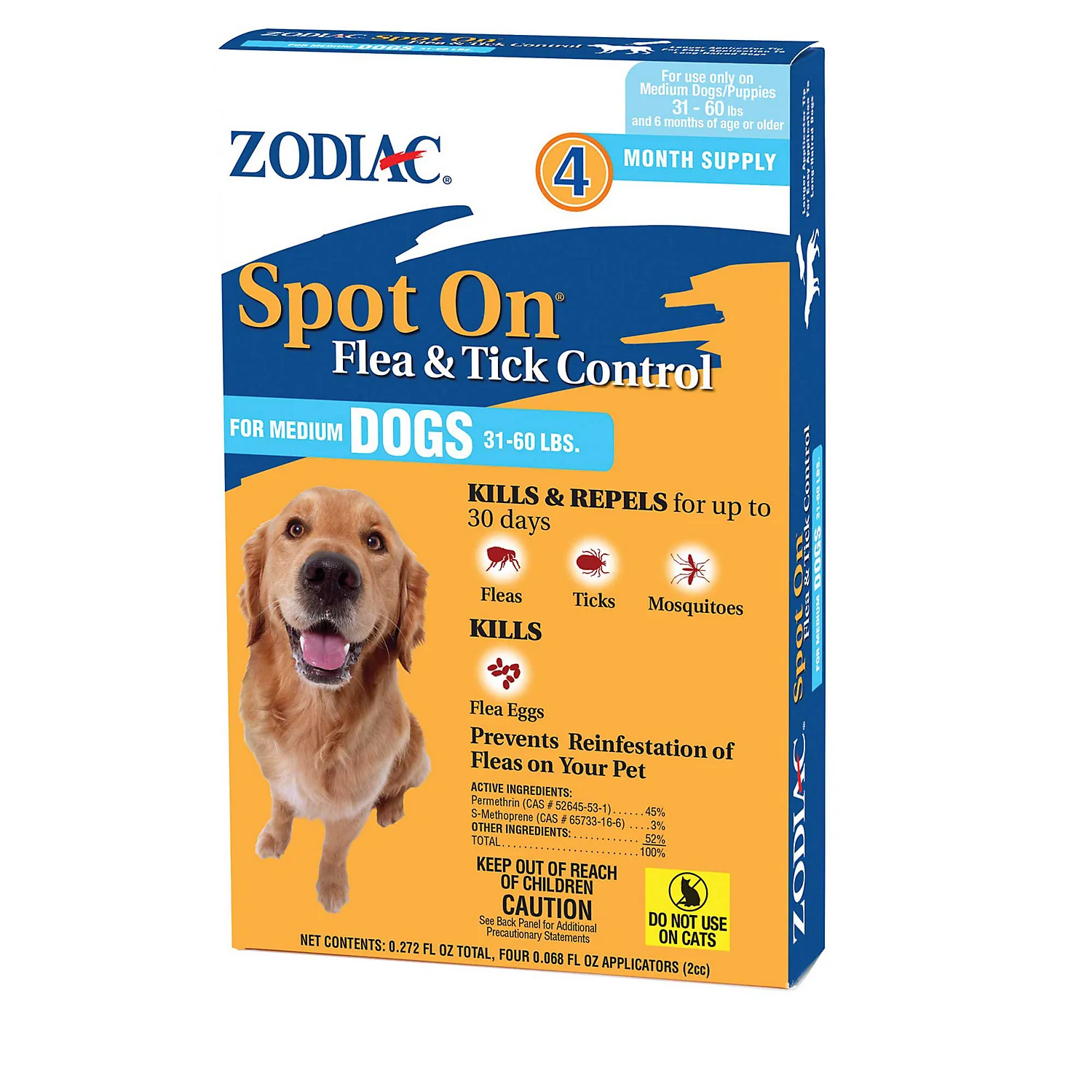 Zodiac Spot On Flea & Tick Control For Dogs over 30 lbs 4pk - Image 1