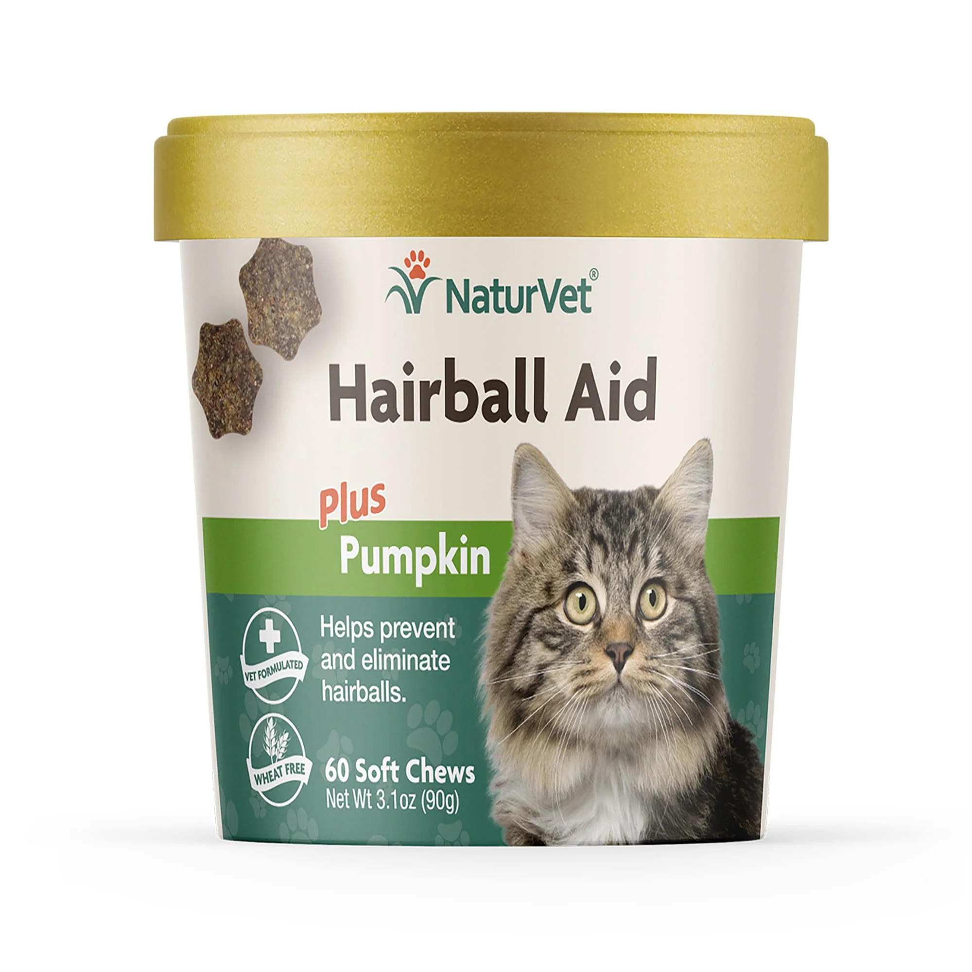 NaturVet Hairball Aid Supplement Plus Pumpkins (60 Soft Chews) - Image 1