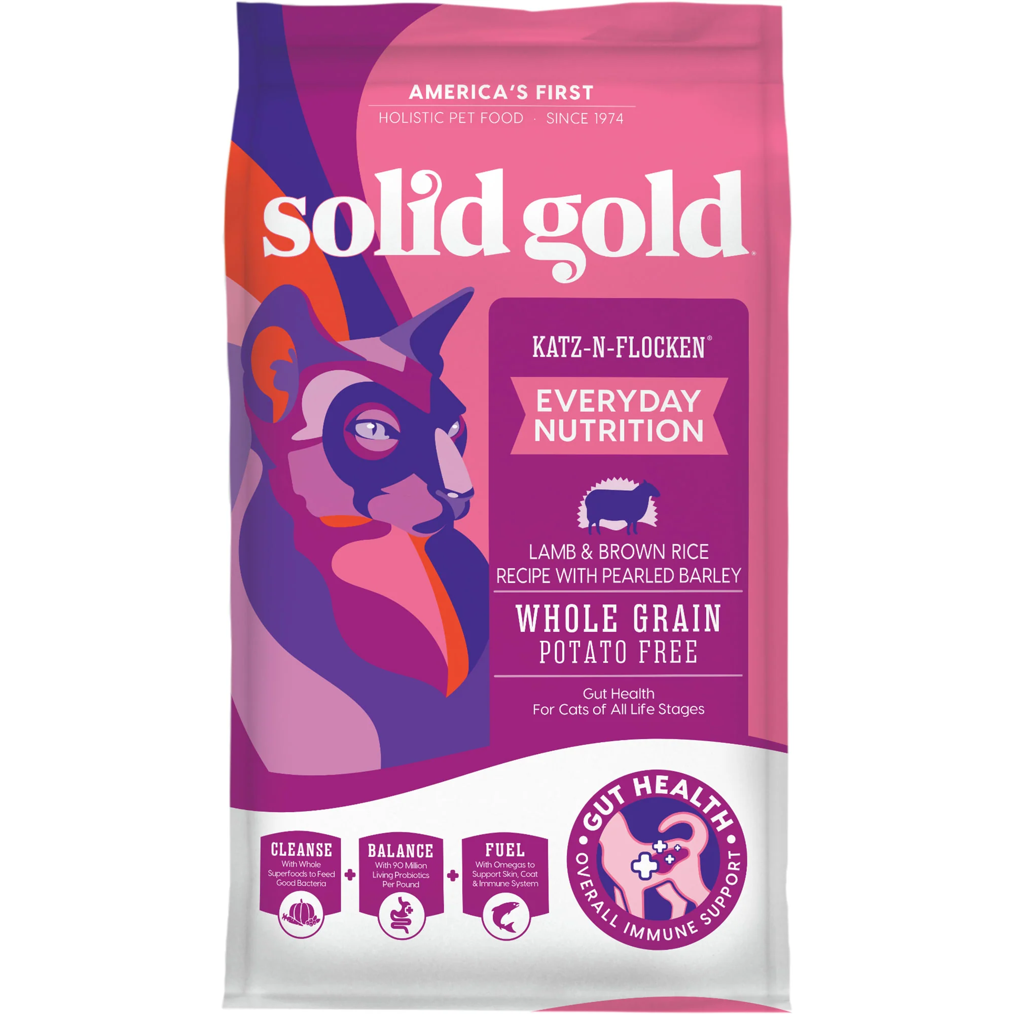 Solid Gold Lamb & Brown Rice Katz-N-Flocken Dry Cat Food, 4 lb - Image 1