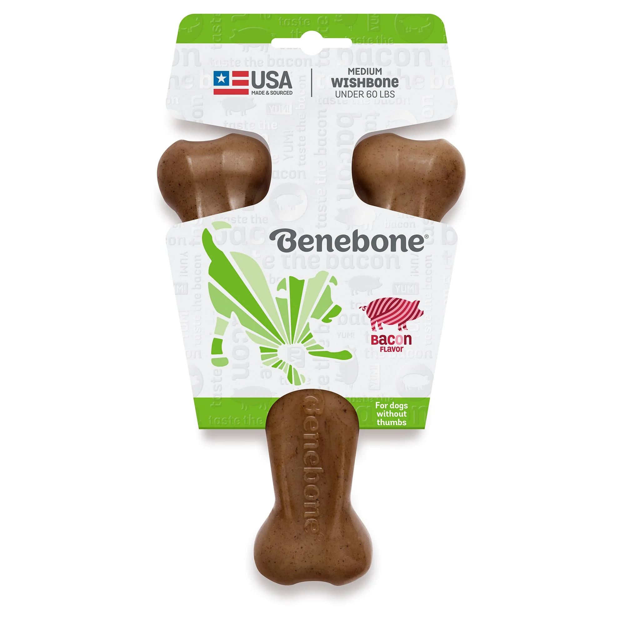 Benebone Wishbone Dog Chew Toy - Bacon - M - Image 1