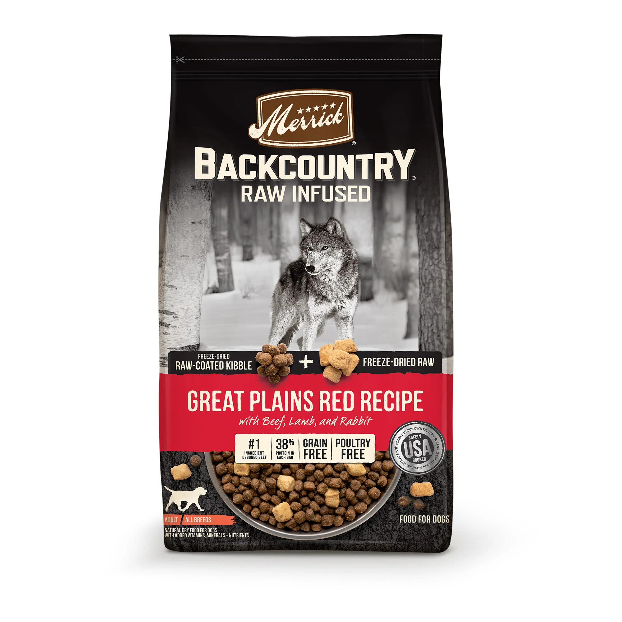 Merrick Backcountry Raw Infused Grain Free Freeze-Dried Great Plains Red Recipe Dry Dog Food, 4 lbs. - Image 1