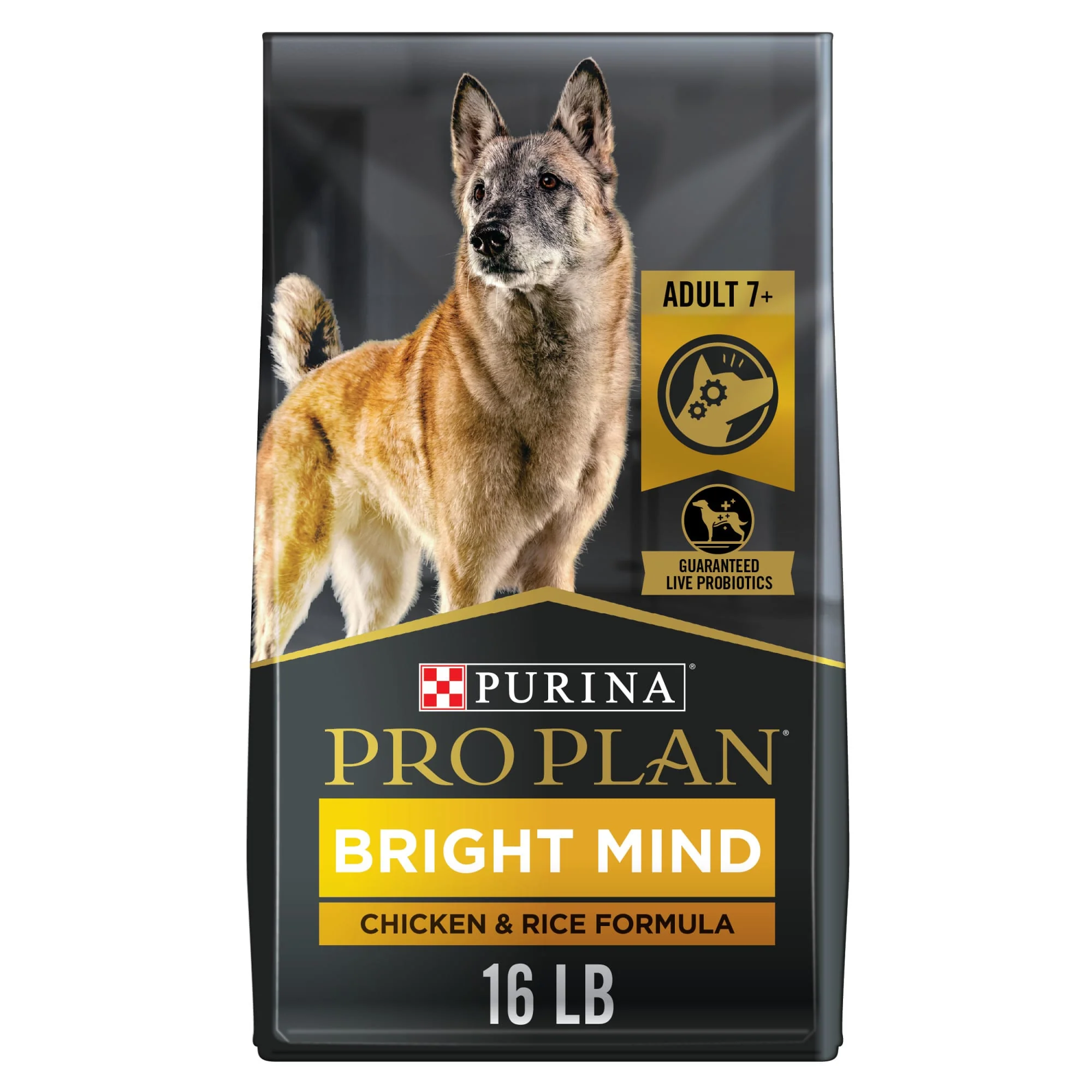 Purina Pro Plan Senior Adult 7+ Bright Mind Dry Dog Food, Chicken & Rice Formula, 16 lb. Bag - Image 1
