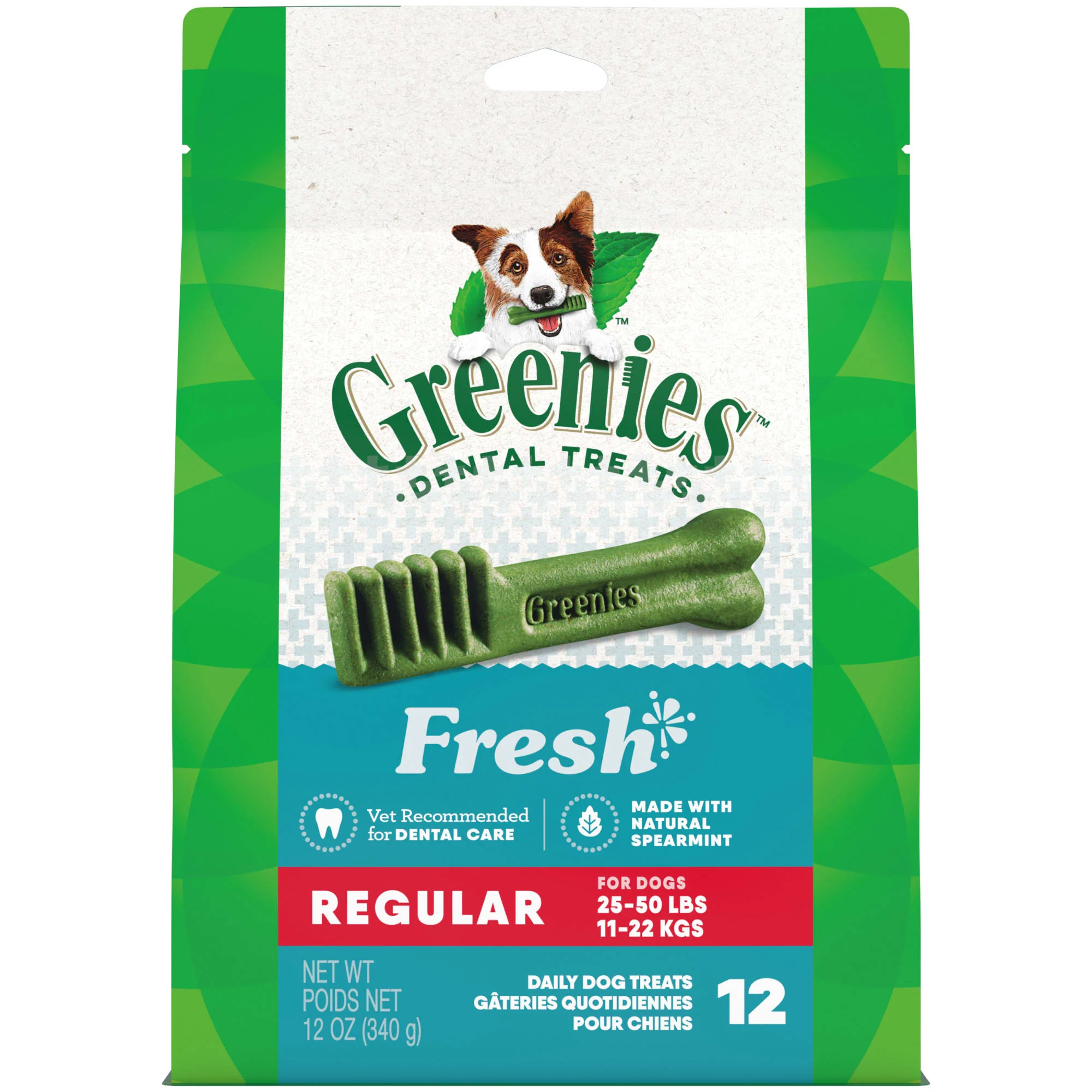 GREENIES Regular Natural Dog Dental Care Chews Oral Health Dog Treats Fresh Flavor  12 oz. Pack (12 Treats) - Image 1