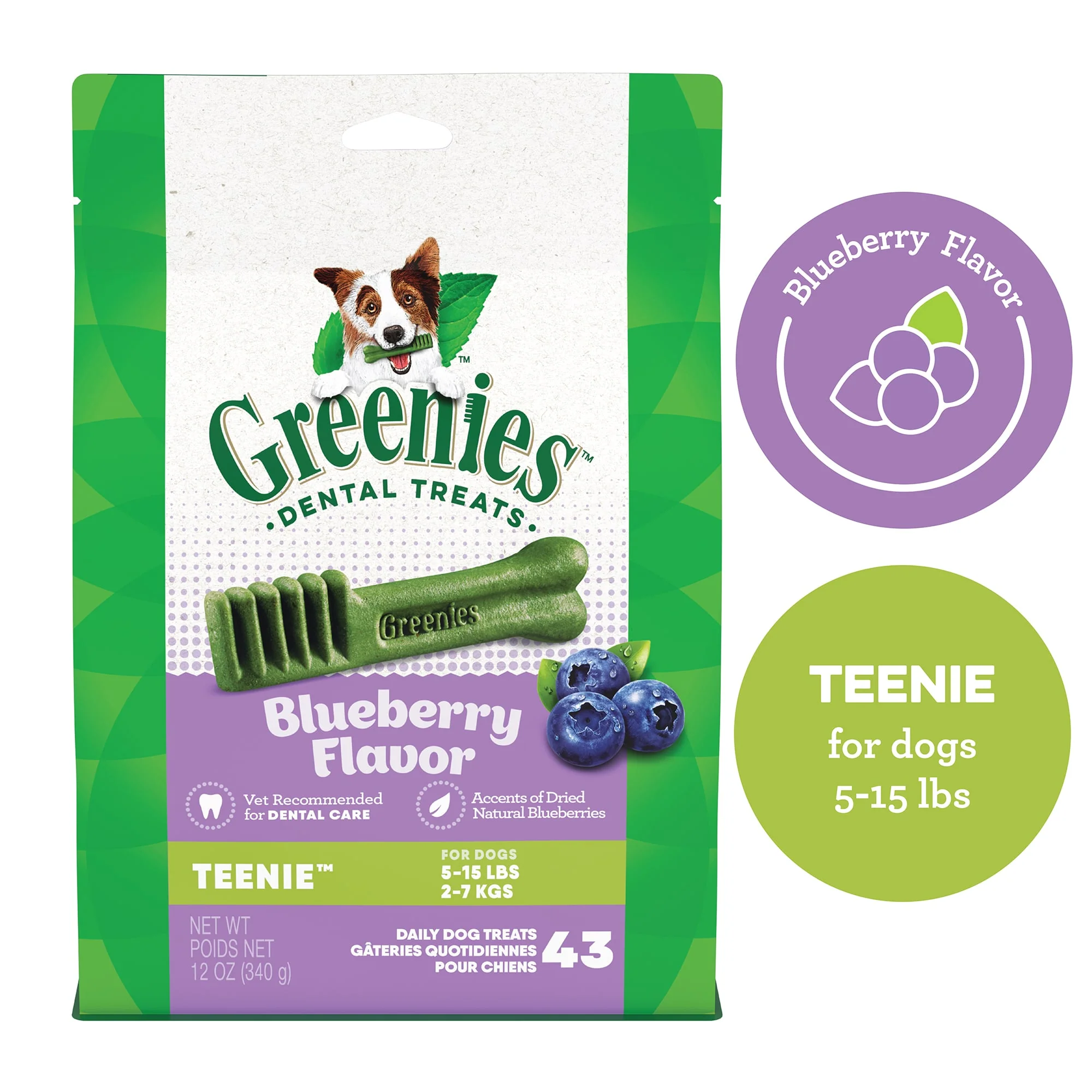 GREENIES TEENIE Natural Dog Dental Chews Blueberry Flavor  12 oz. Pack - Image 1