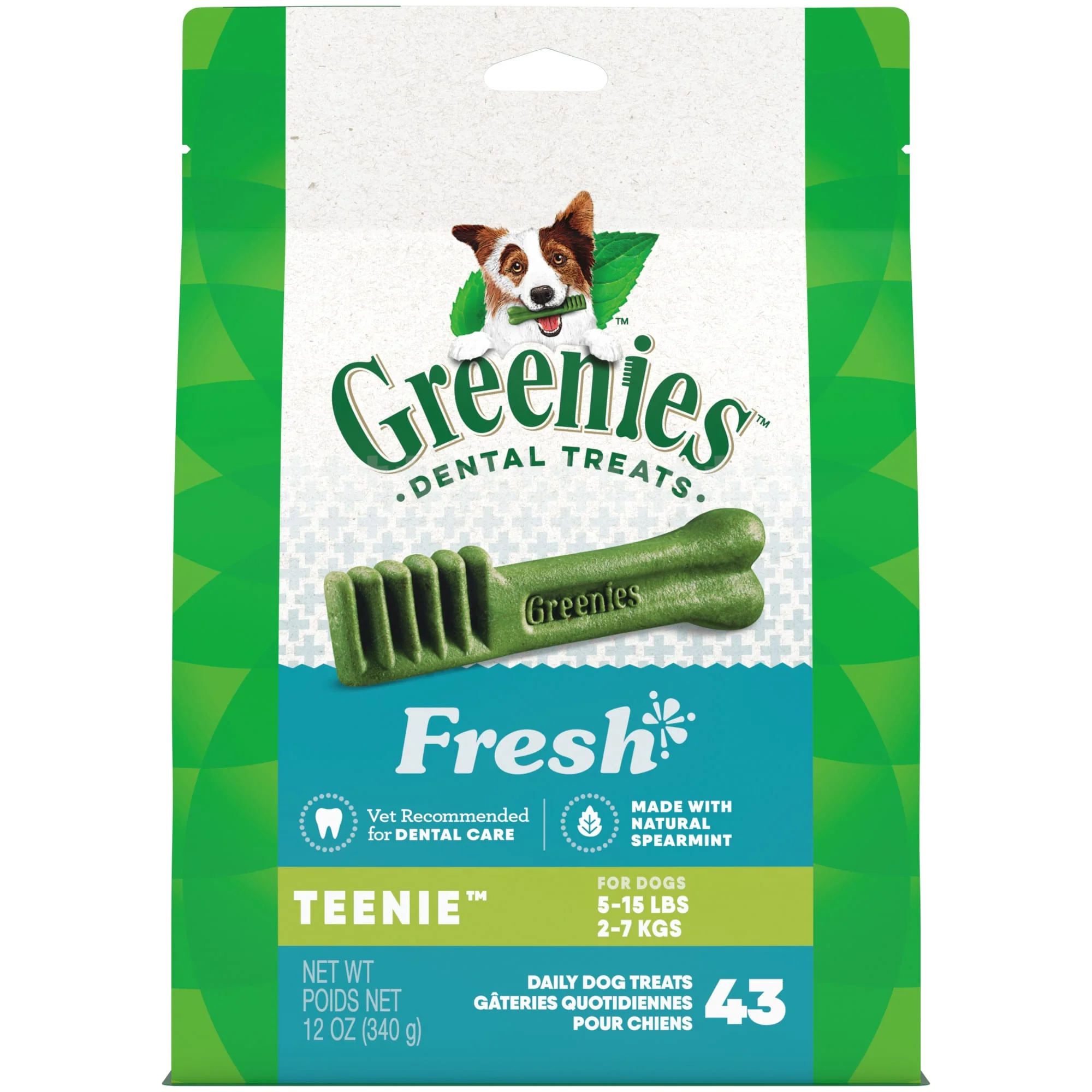 GREENIES TEENIE Natural Dog Dental Care Chews Oral Health Dog Treats Fresh Flavor  12 oz. Pack (43 Treats) - Image 1