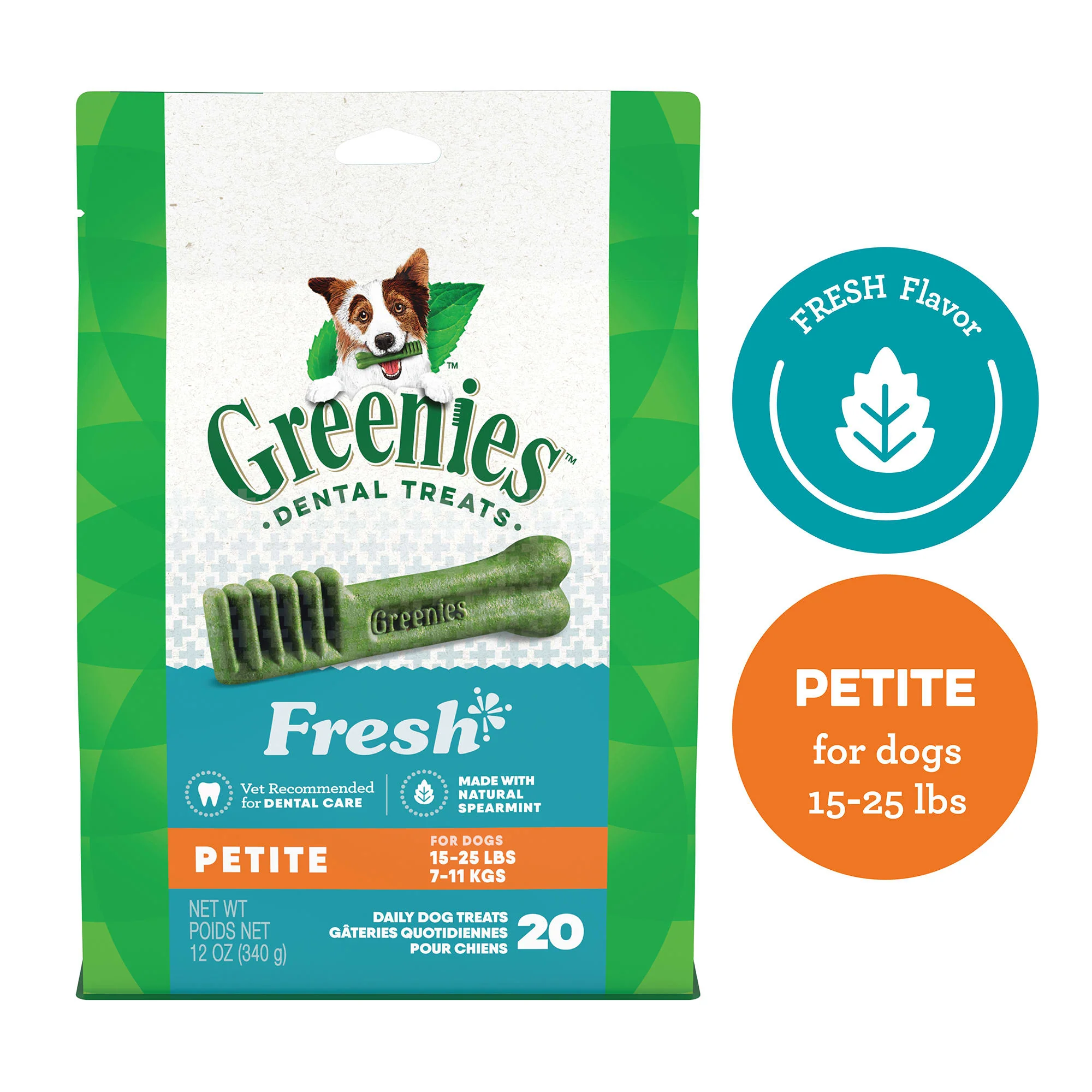 GREENIES Petite Natural Dog Dental Care Chews Oral Health Dog Treats Fresh Flavor  12 oz. Pack (20 Treats) - Image 1