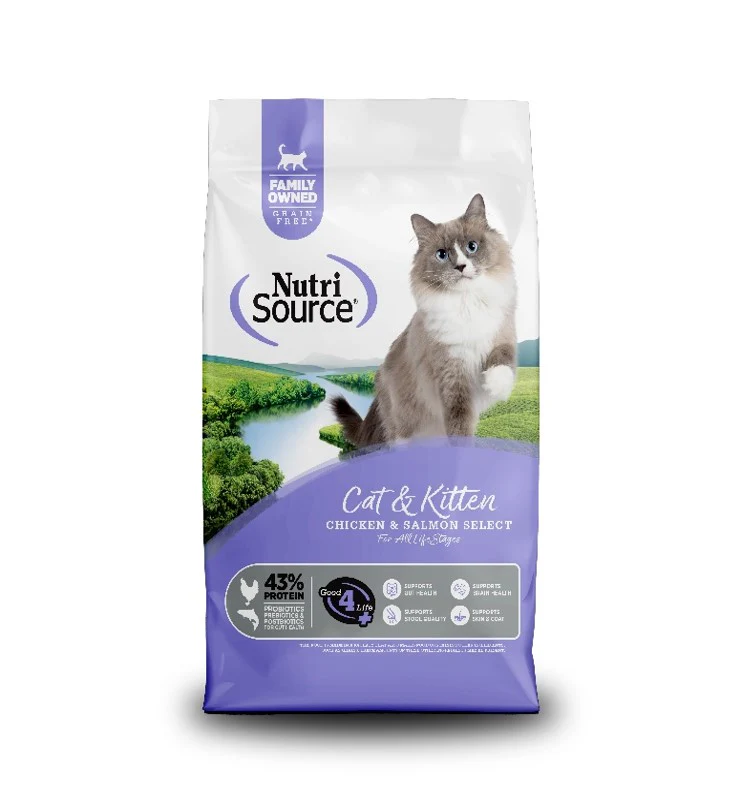 Nutrisource Chicken & Salmon Grain Free Dry Cat & Kitten Food  4lb bag - Image 1