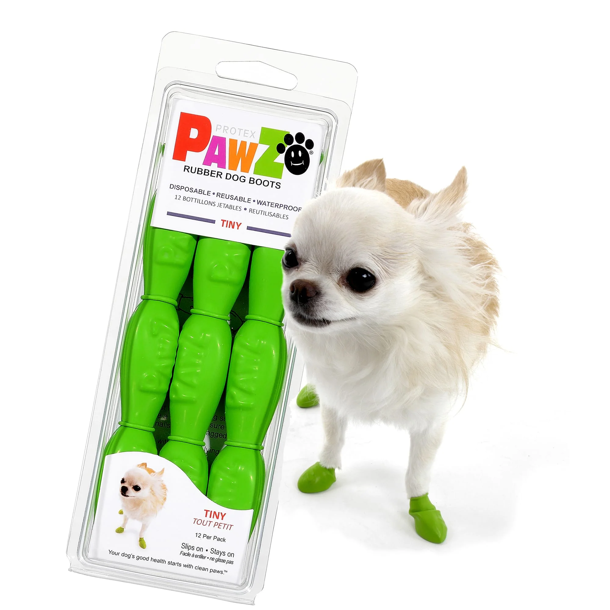 Pawz Natural Rubber Disposable Dog Boots Medium Blue 12ct - Image 1